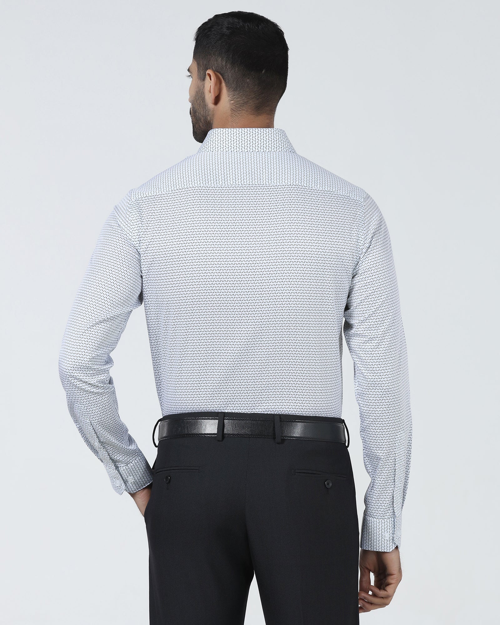 Light Blue Unwrinkle Printed Shirt - Everest