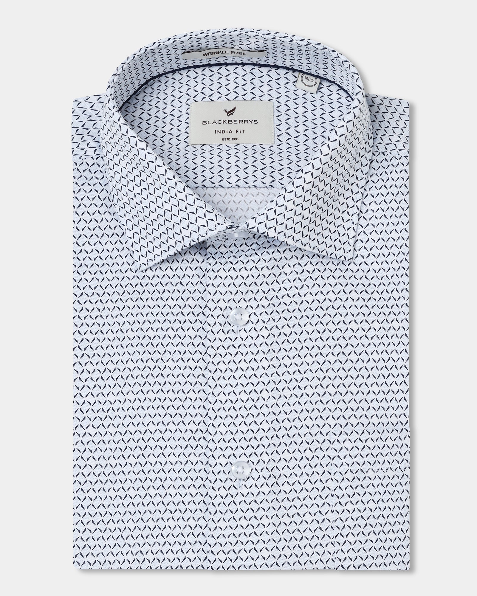 Light Blue Unwrinkle Printed Shirt - Everest