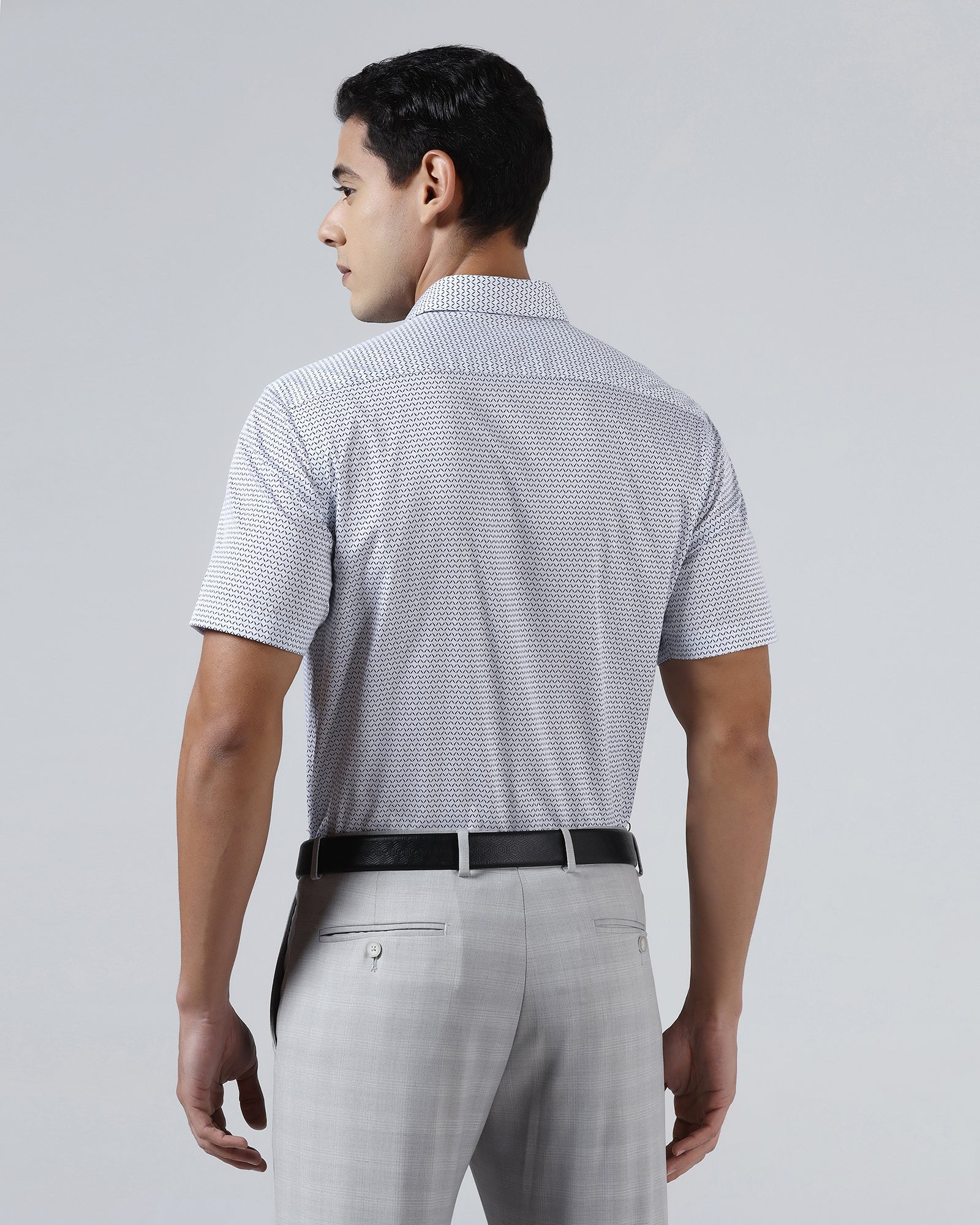 Light Blue Half Sleeve Non Iron Printed Shirt - Everest