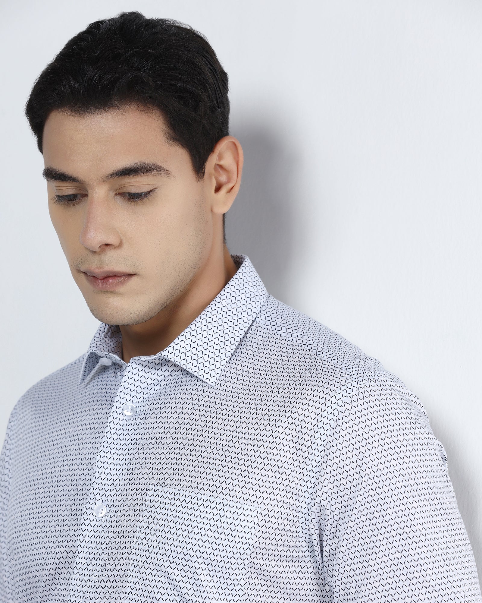 Light Blue Half Sleeve Non Iron Printed Shirt - Everest