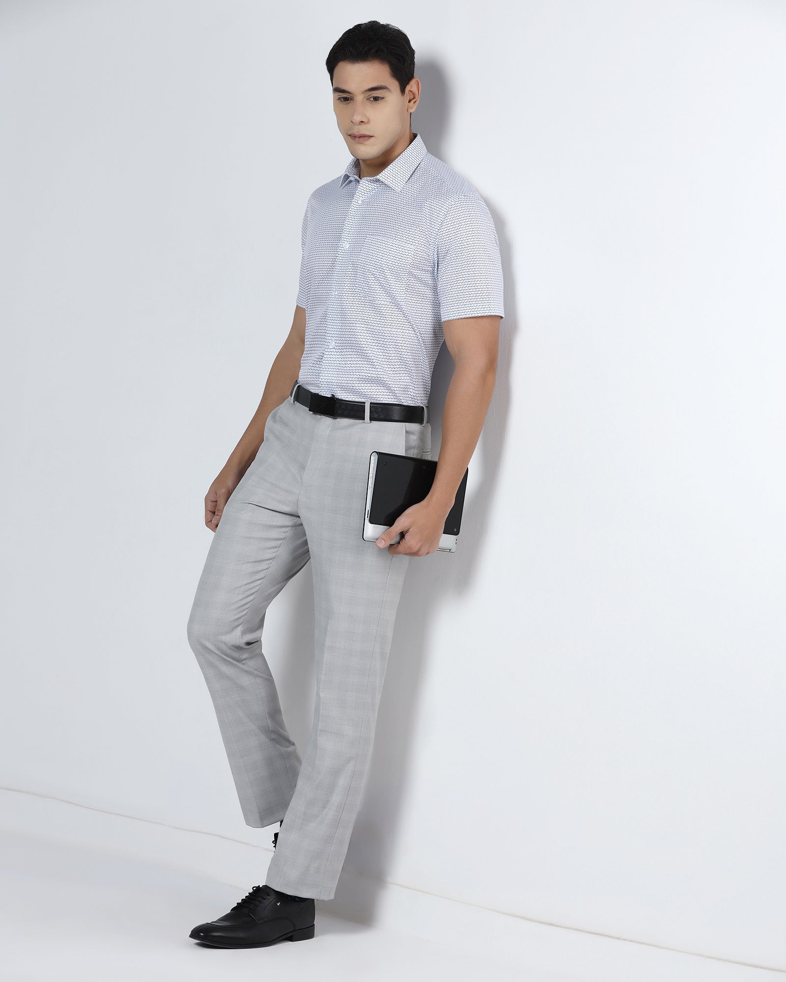 Light Blue Half Sleeve Non Iron Printed Shirt - Everest