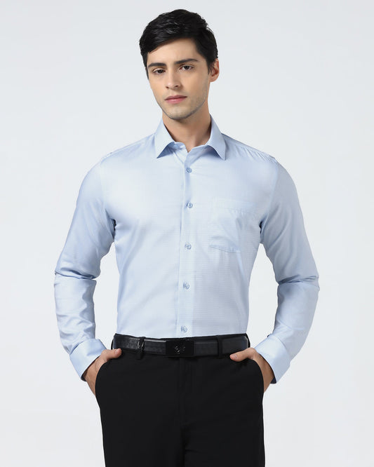 Light Blue Non Iron Textured Shirt - Emerald