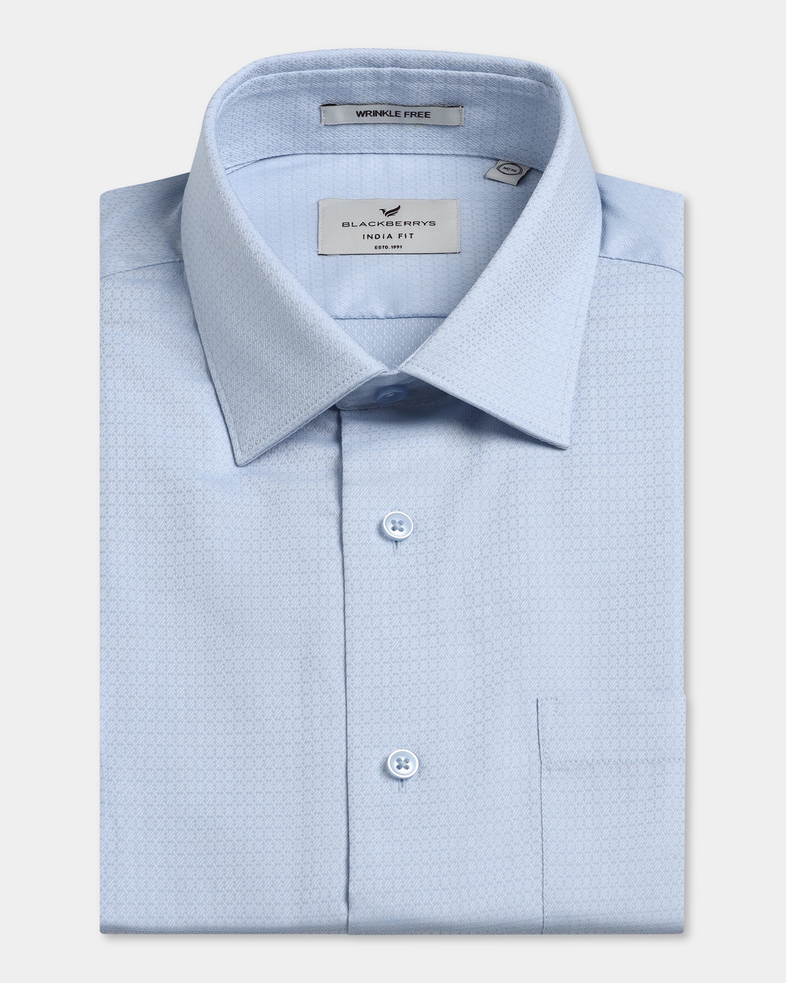Light Blue Non Iron Textured Shirt - Emerald