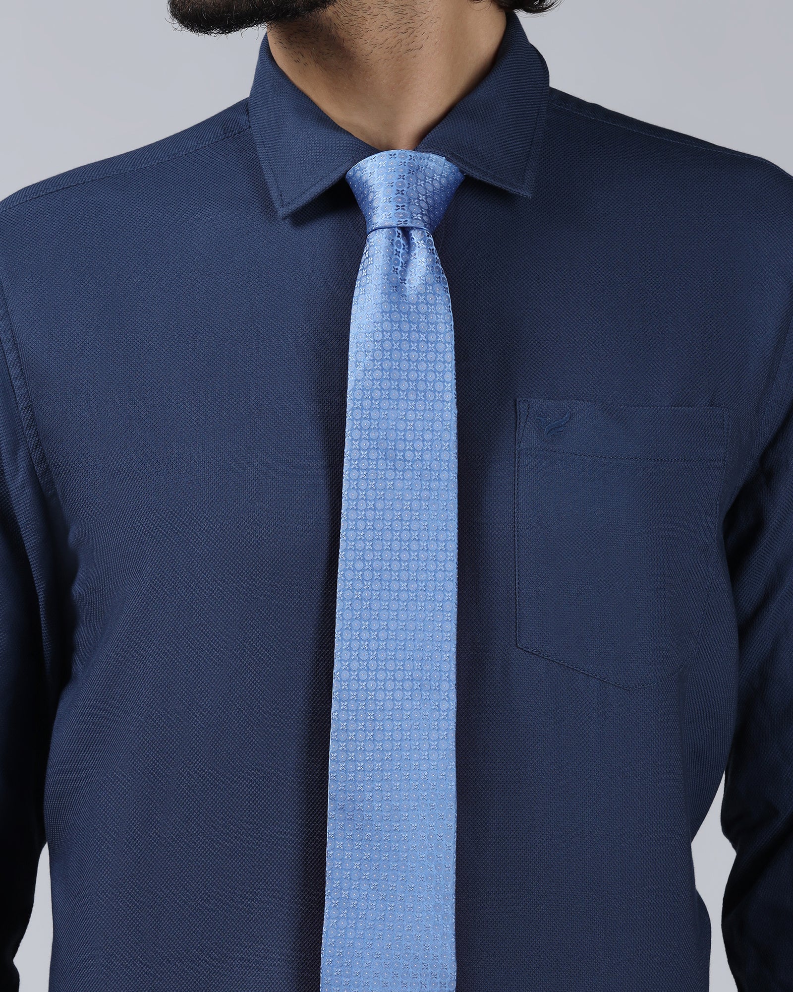 Light Blue Silk Jacquard Tie - Wayne