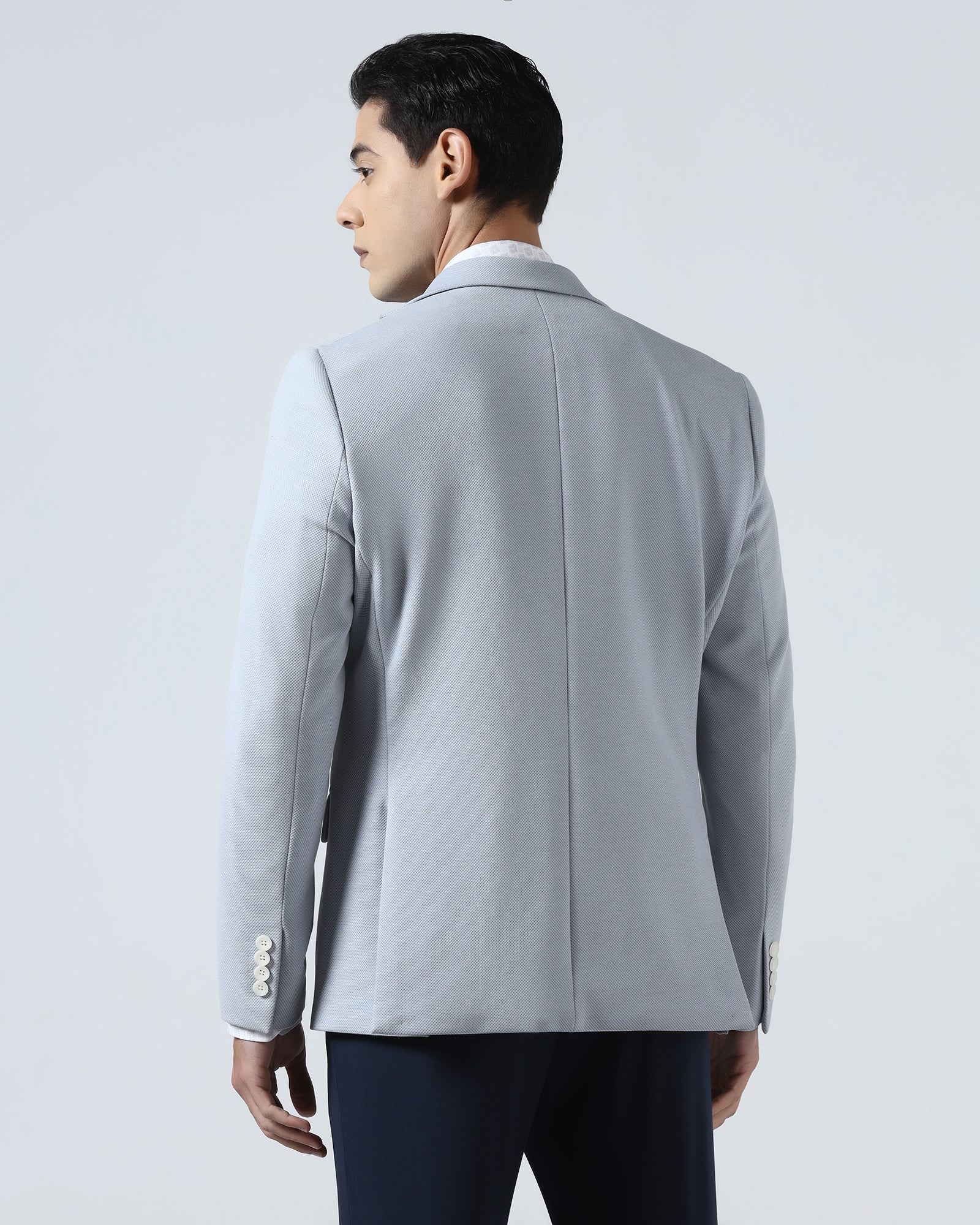 Light Blue Textured Blazer - Jevlon