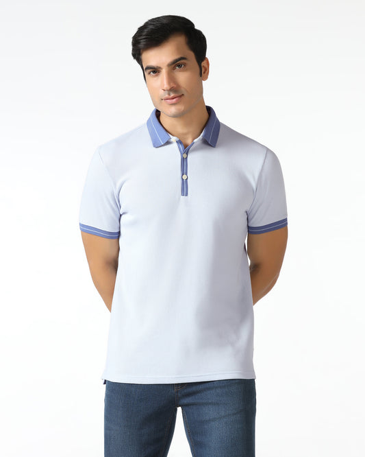 Light Blue Textured Polo - Contra