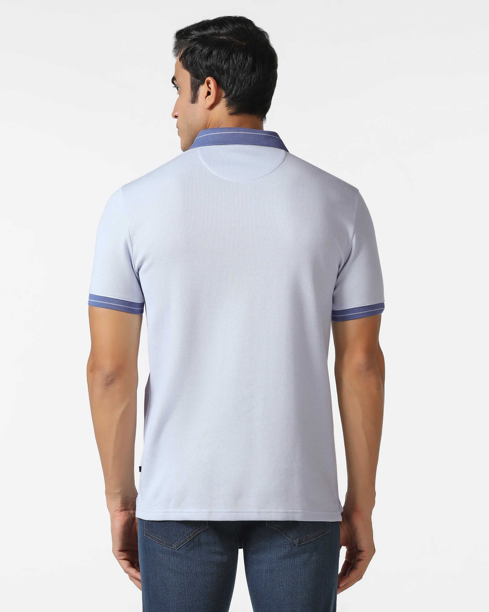 Light Blue Textured Polo - Contra