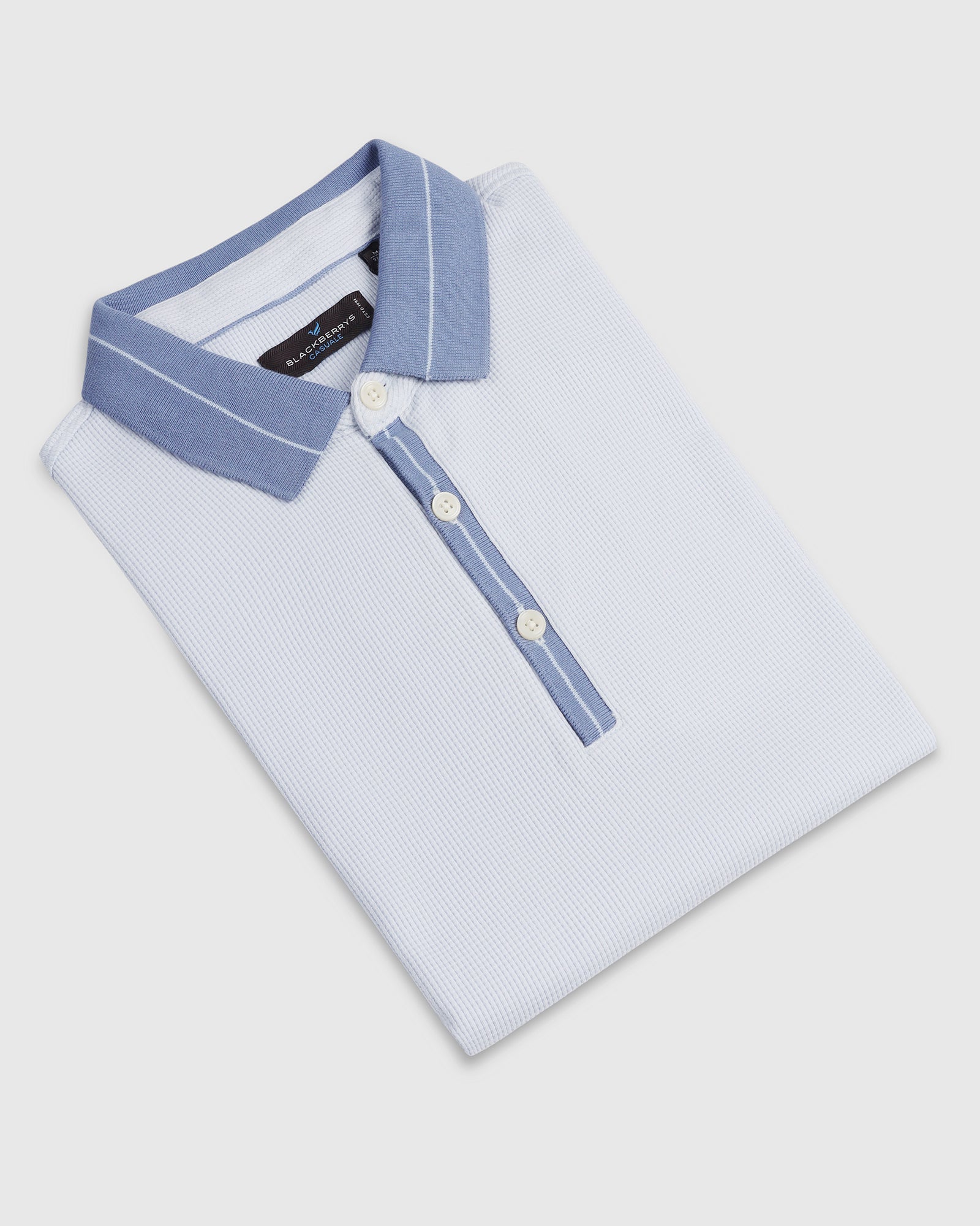 Light Blue Textured Polo - Contra