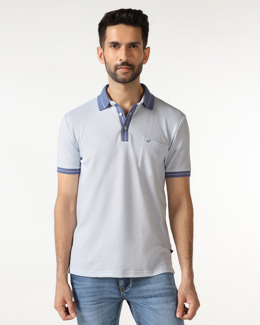 Light Blue Textured Polo - Contra