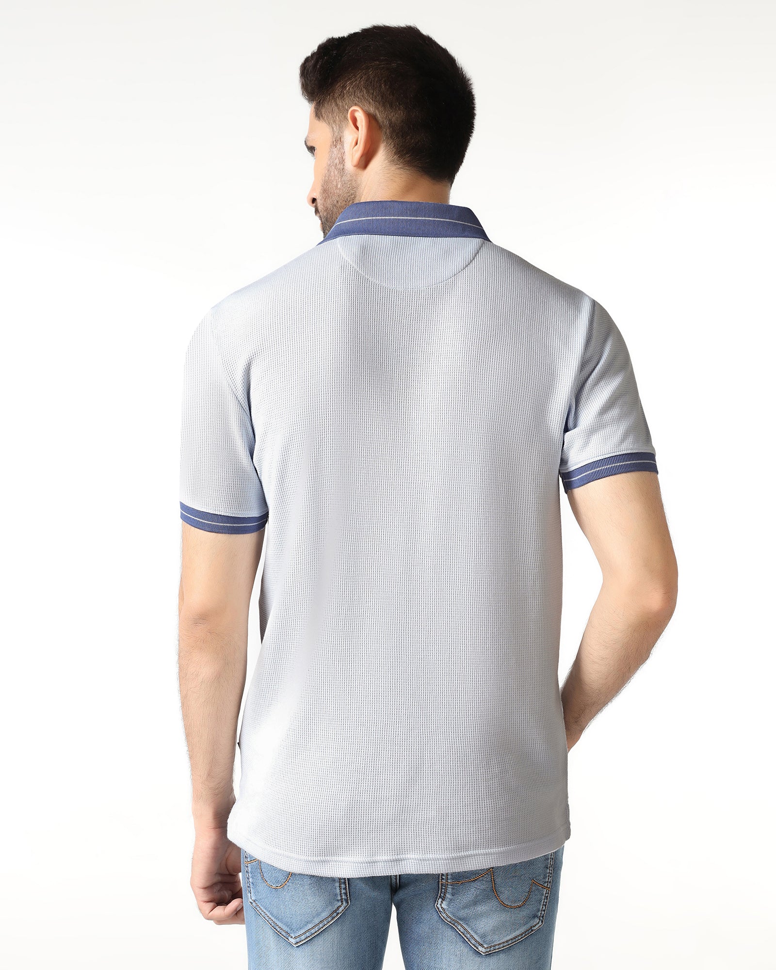 Light Blue Textured Polo - Contra