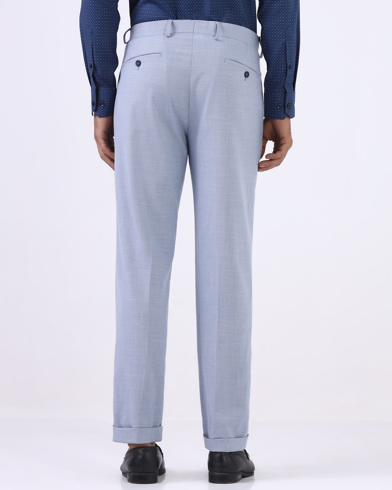 Light Blue Textured Trouser - Marta