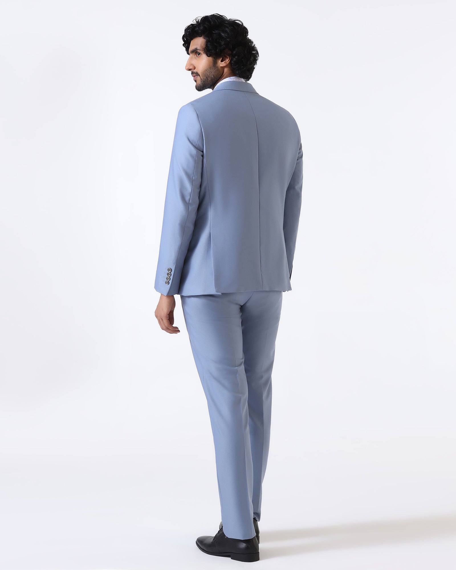 Light Blue Three Piece Solid Suit - Flint