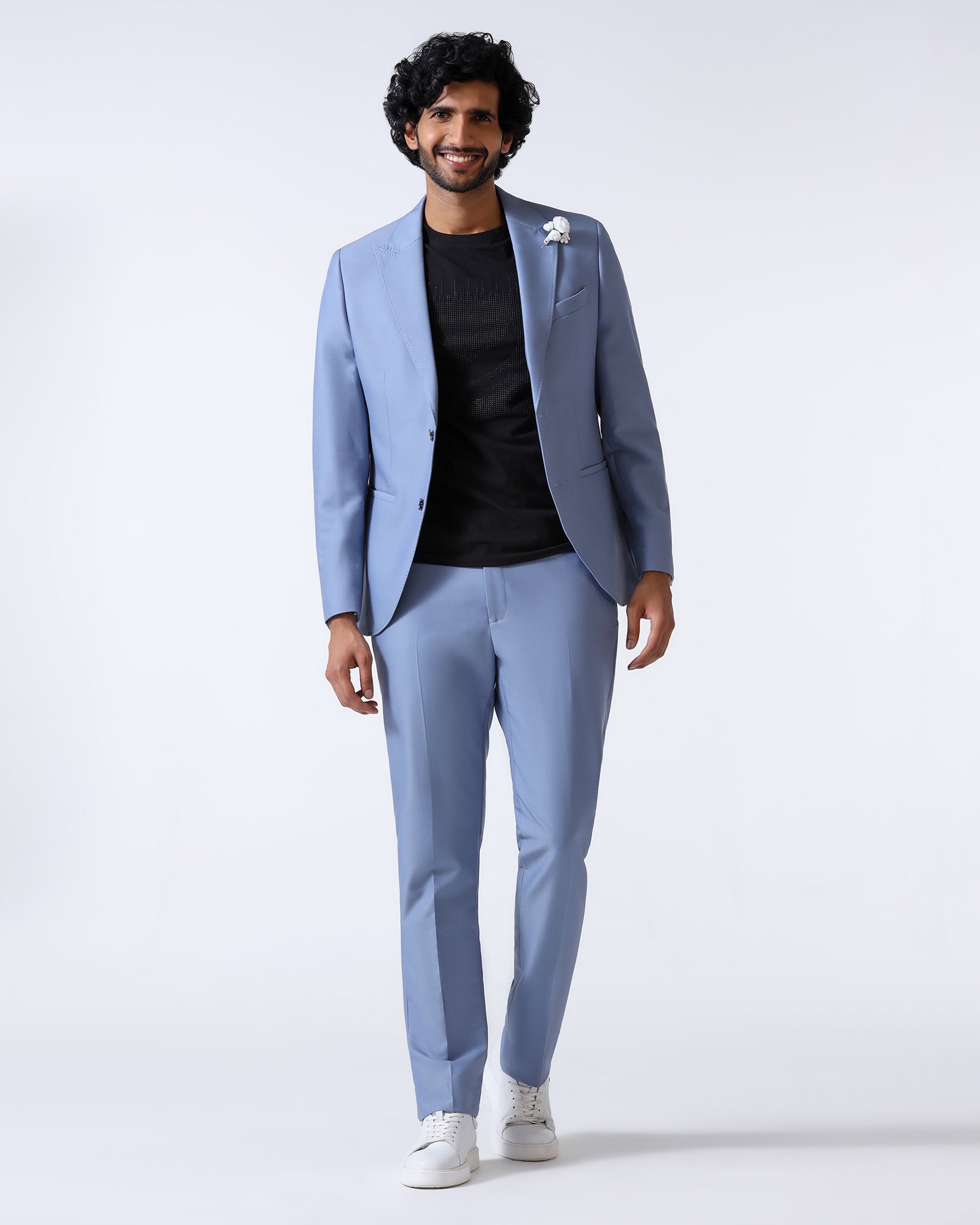 Light Blue Three Piece Solid Suit - Flint