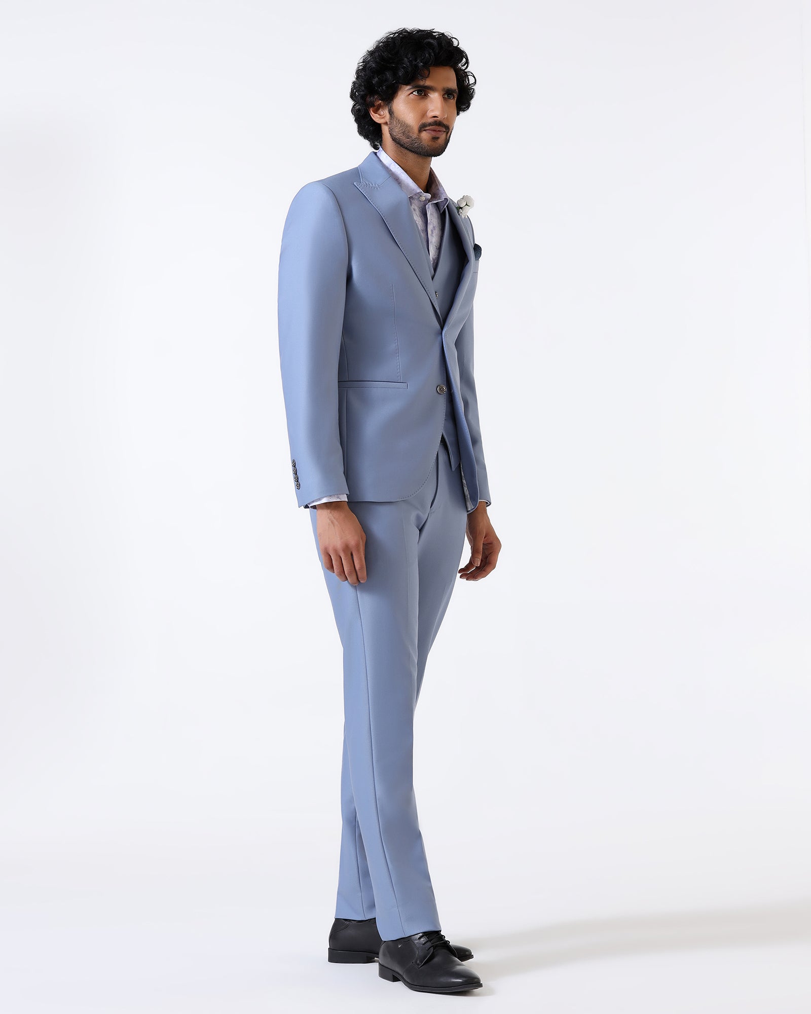 Light Blue Three Piece Solid Suit - Flint