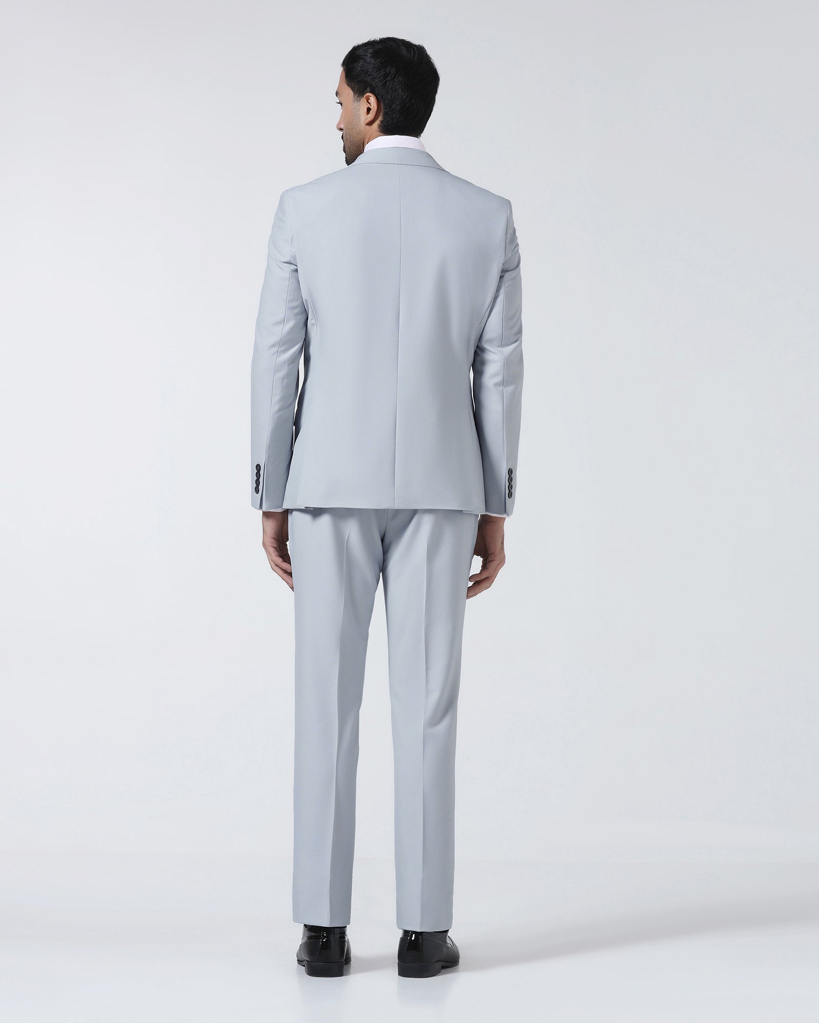 Light Blue Three Piece Textured Suit - Jiddle