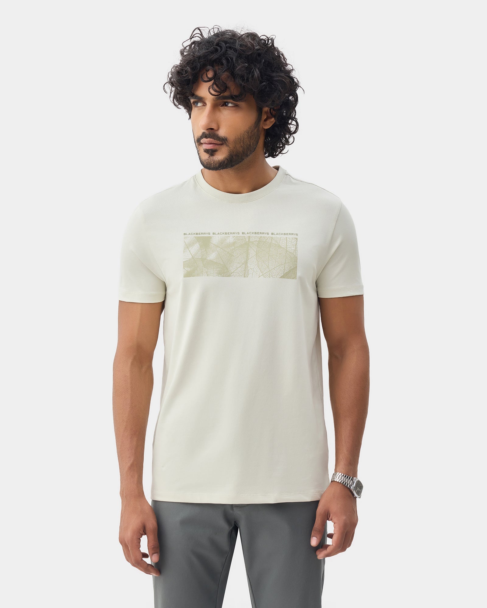 Light Green Crew Neck Printed T-Shirt - Supi