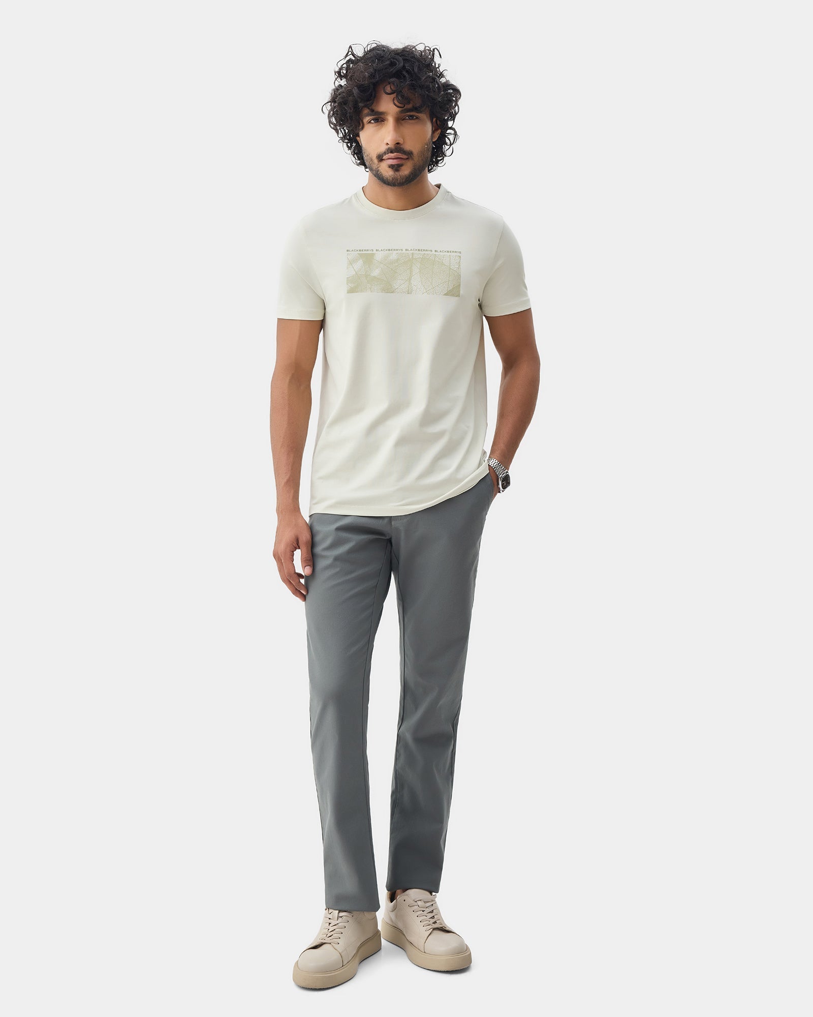 Light Green Crew Neck Printed T-Shirt - Supi