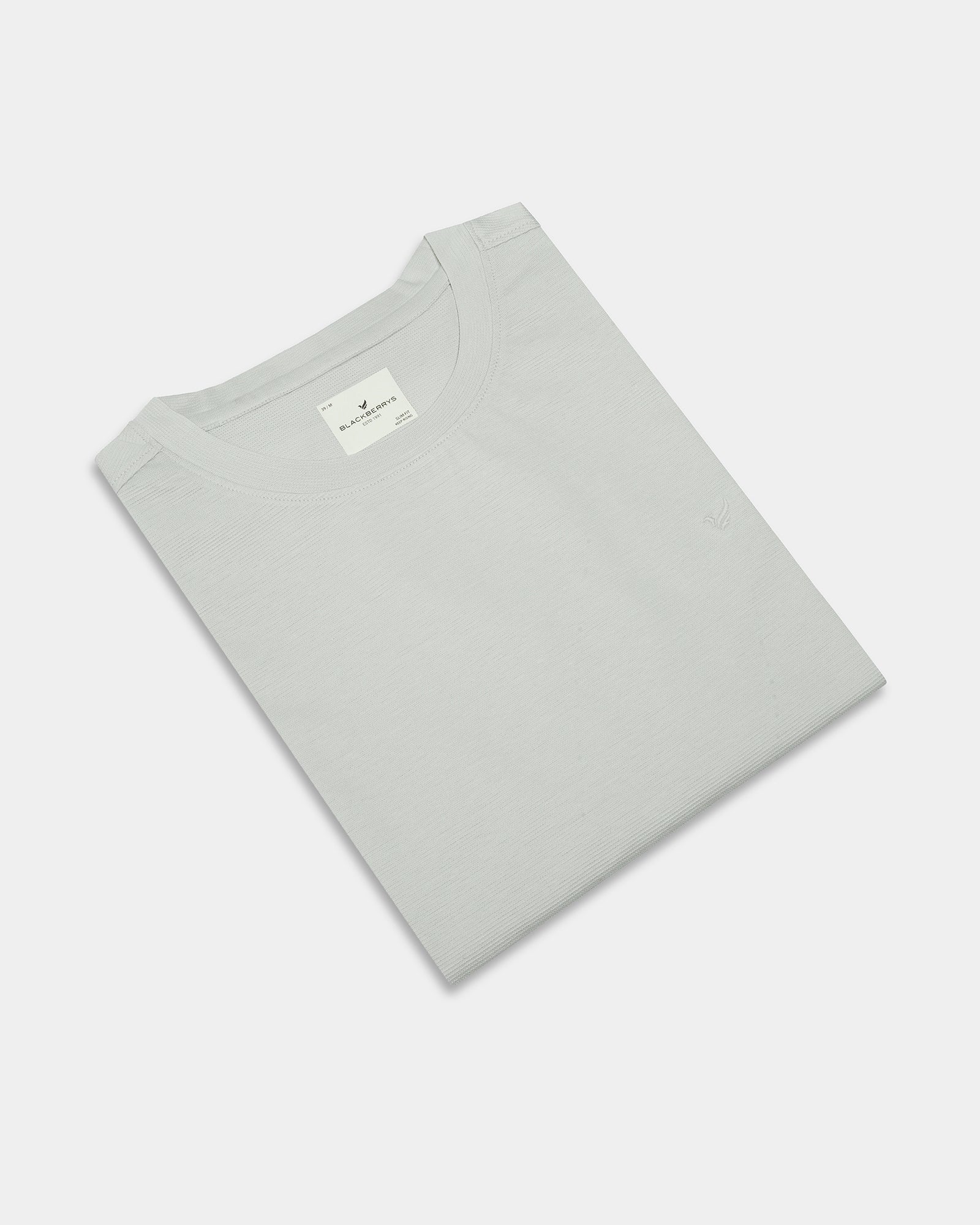 Light Green Crew Neck Textured T-Shirt - Yamazaki
