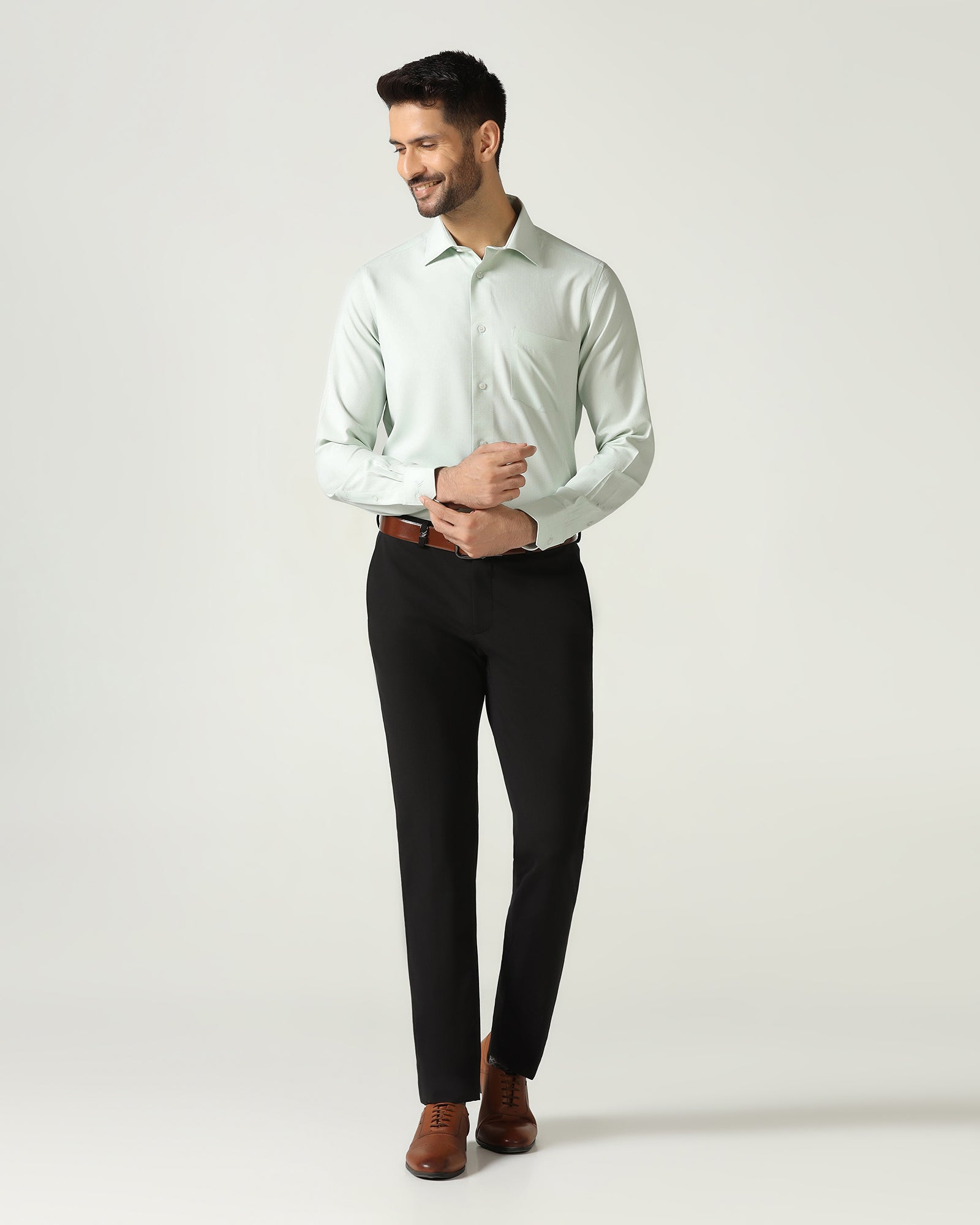 Light Green Non Iron Textured Shirt - Racob