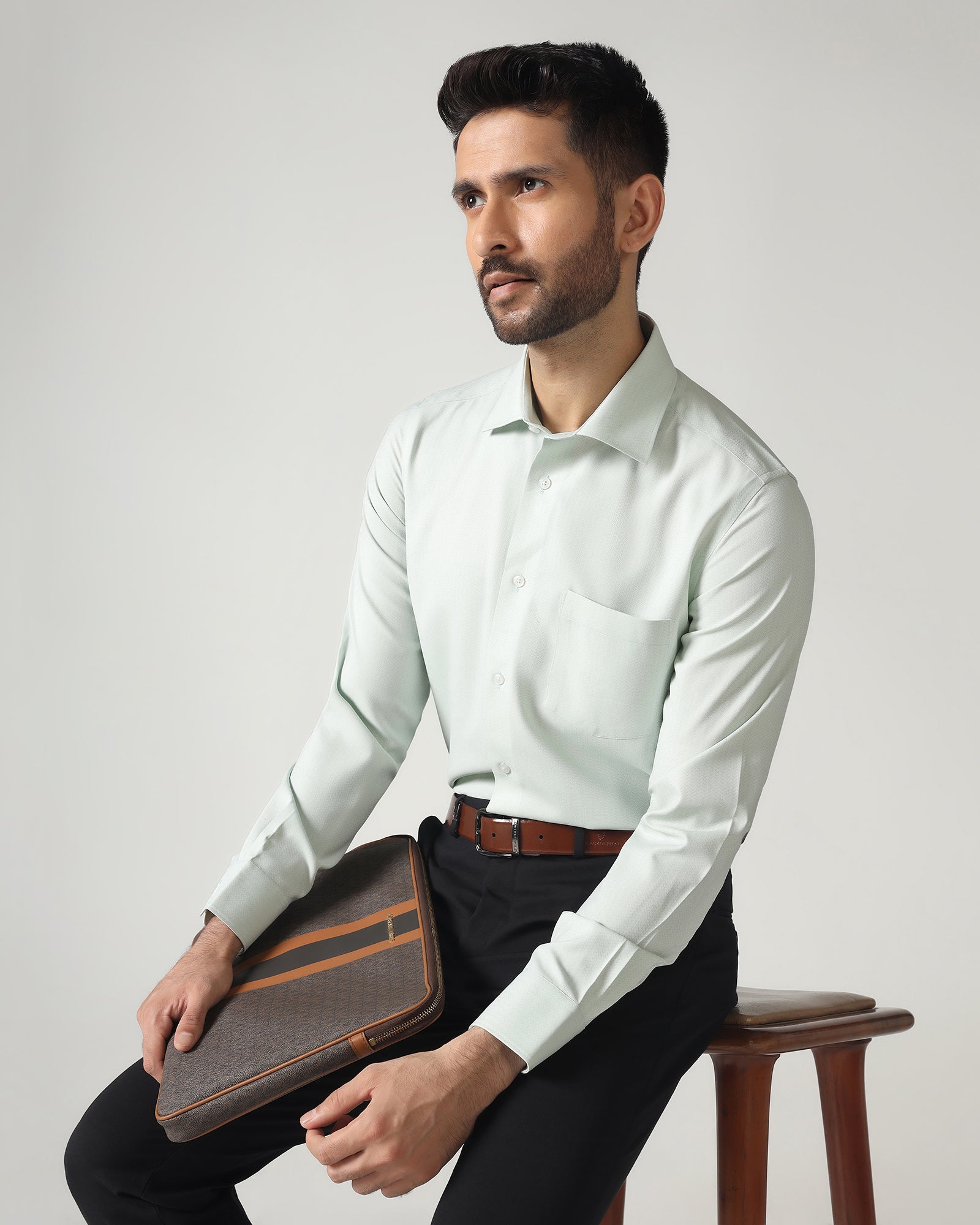 Light Green Non Iron Textured Shirt - Racob