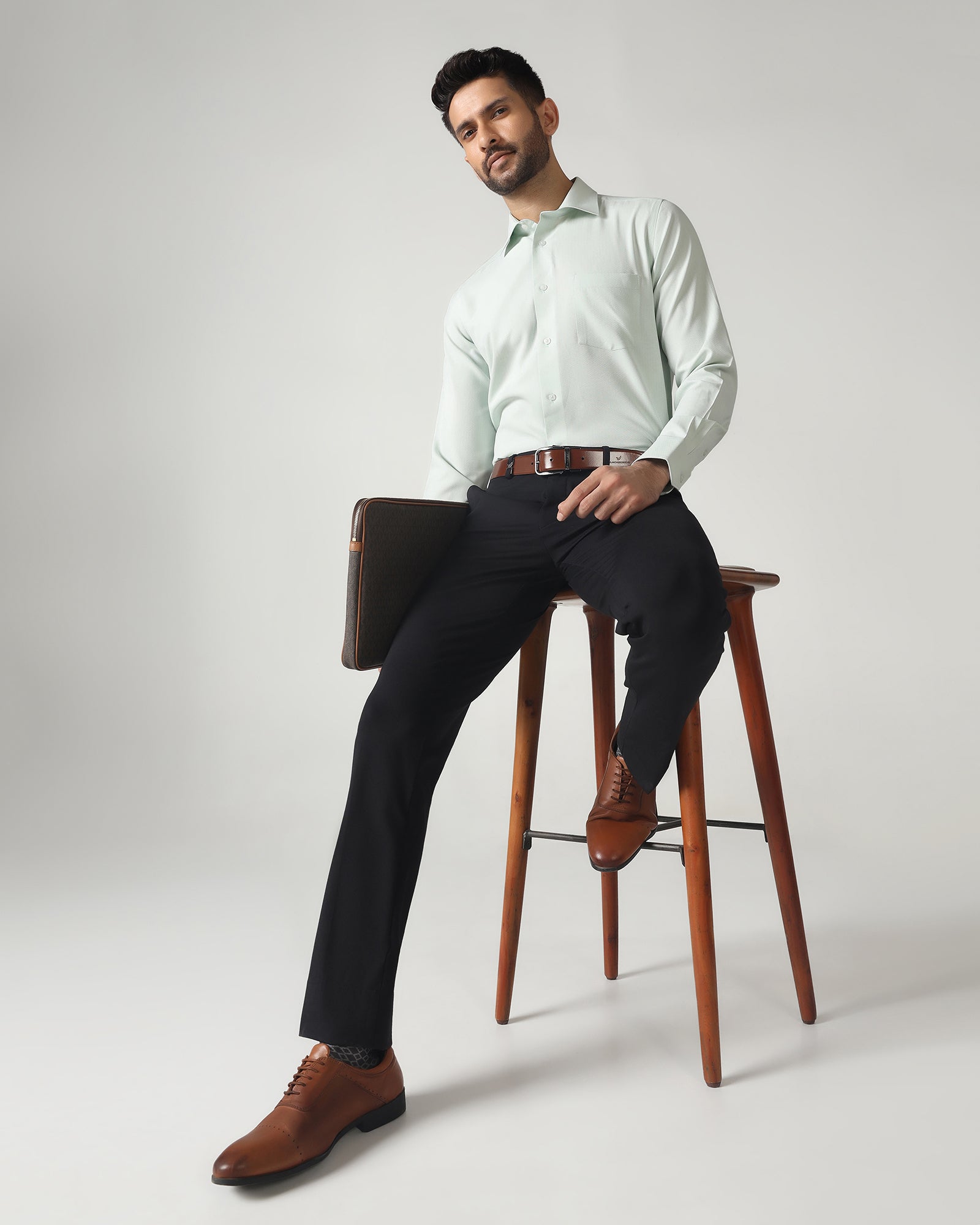 Light Green Non Iron Textured Shirt - Racob