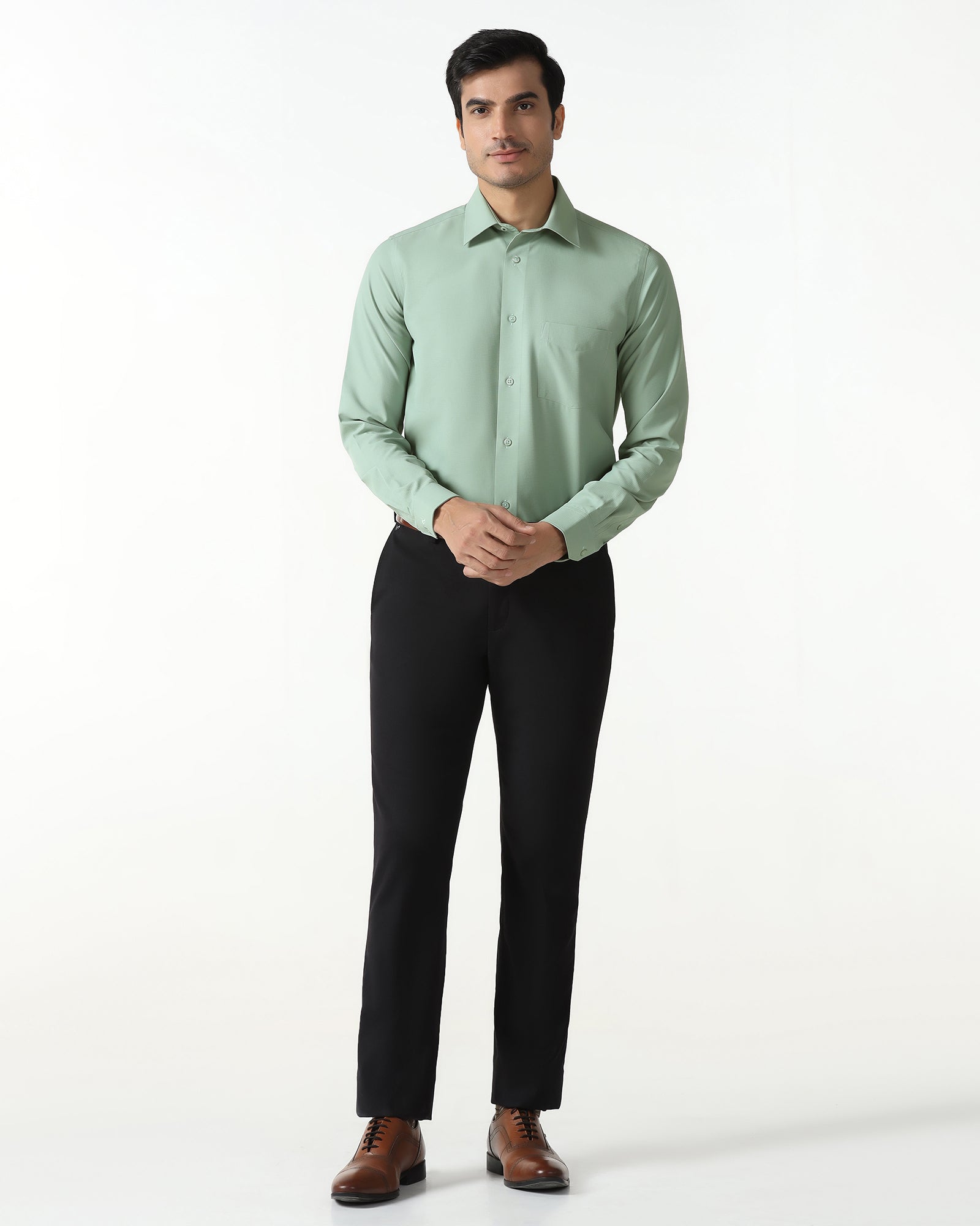 Light Green Non Iron Textured Shirt - Relay