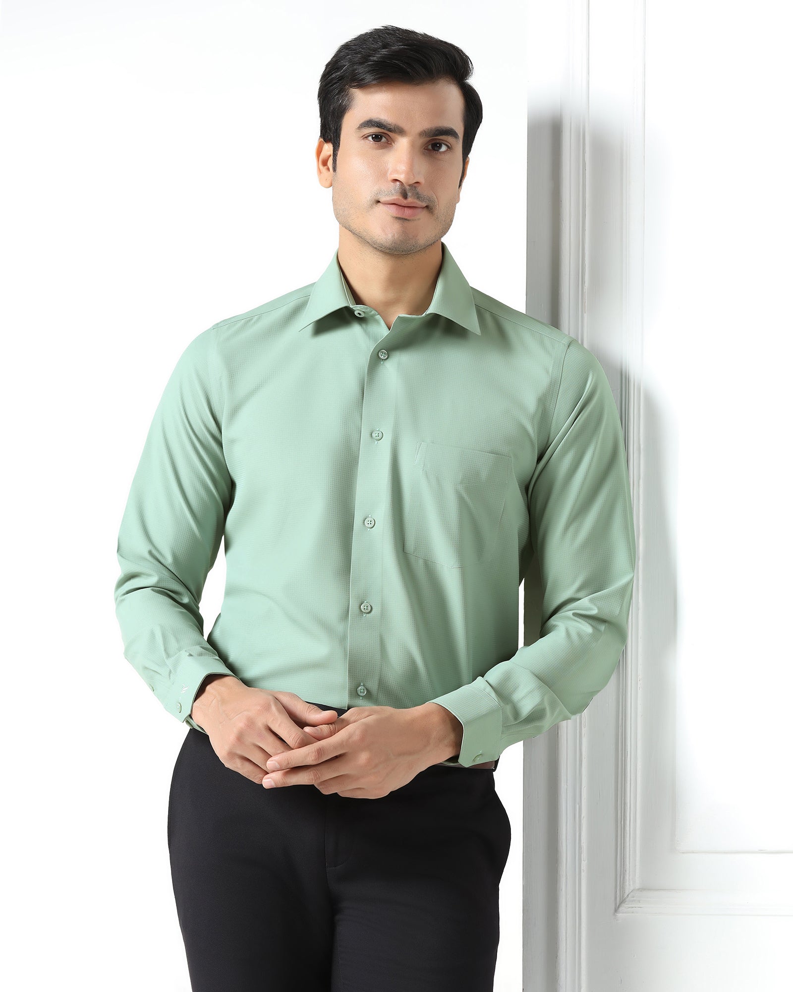 Light Green Non Iron Textured Shirt - Relay