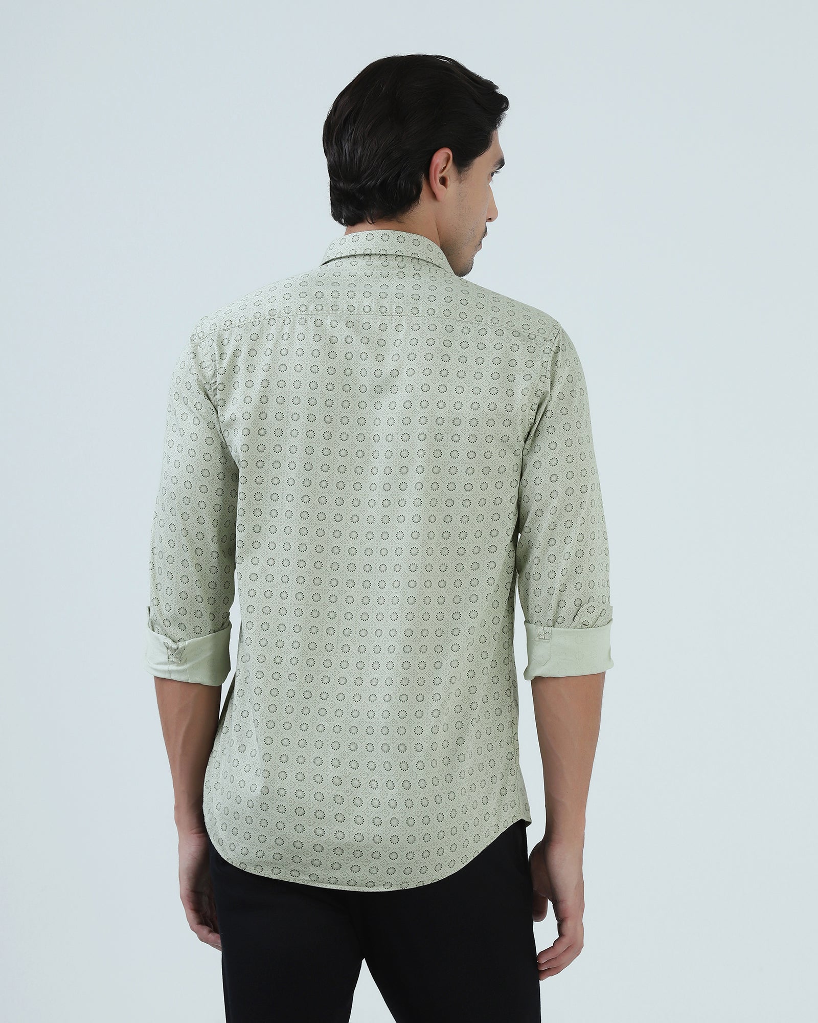 Light Green Printed Shirt - Fettiq