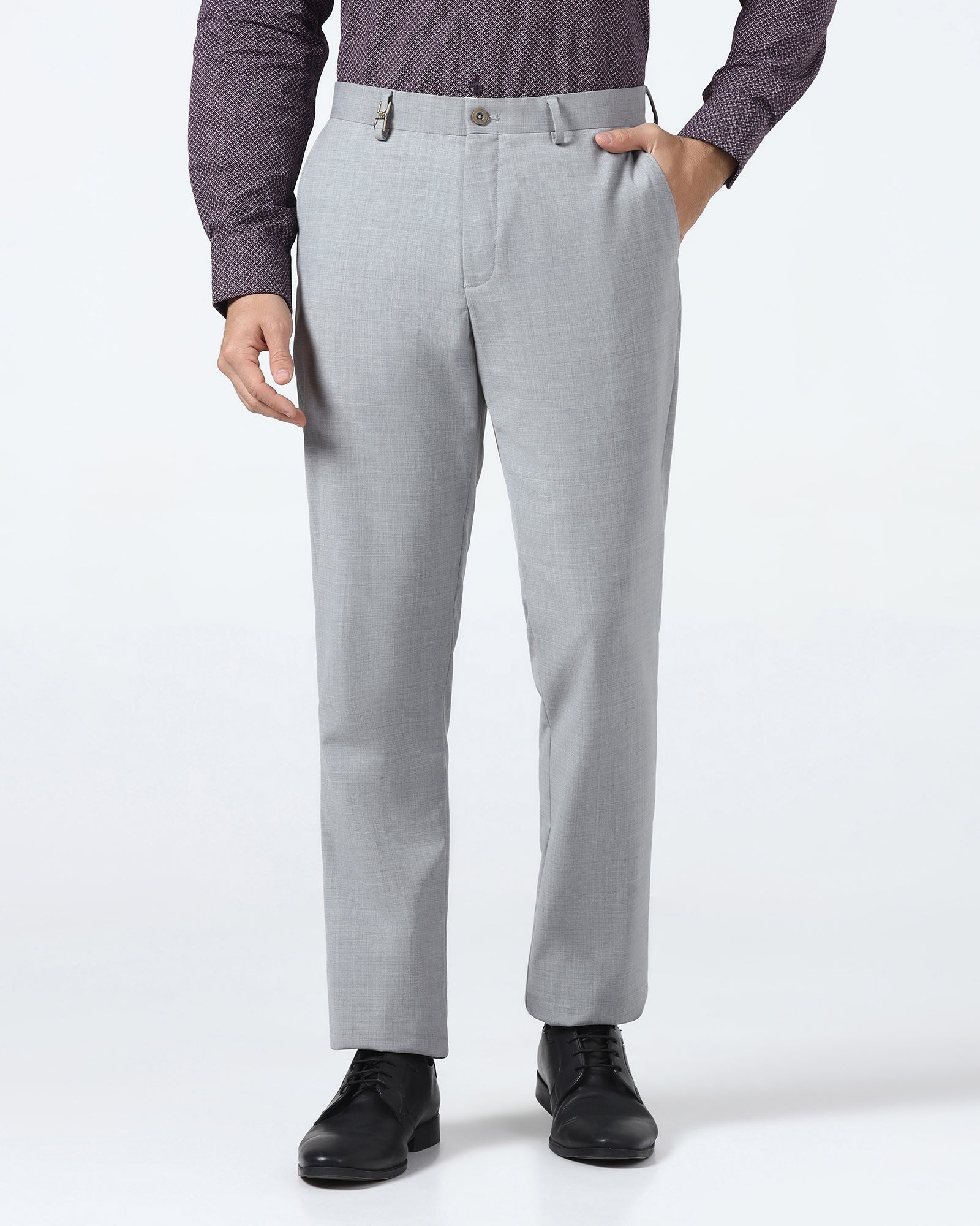 Light Grey Luxe Solid Trouser - Mike