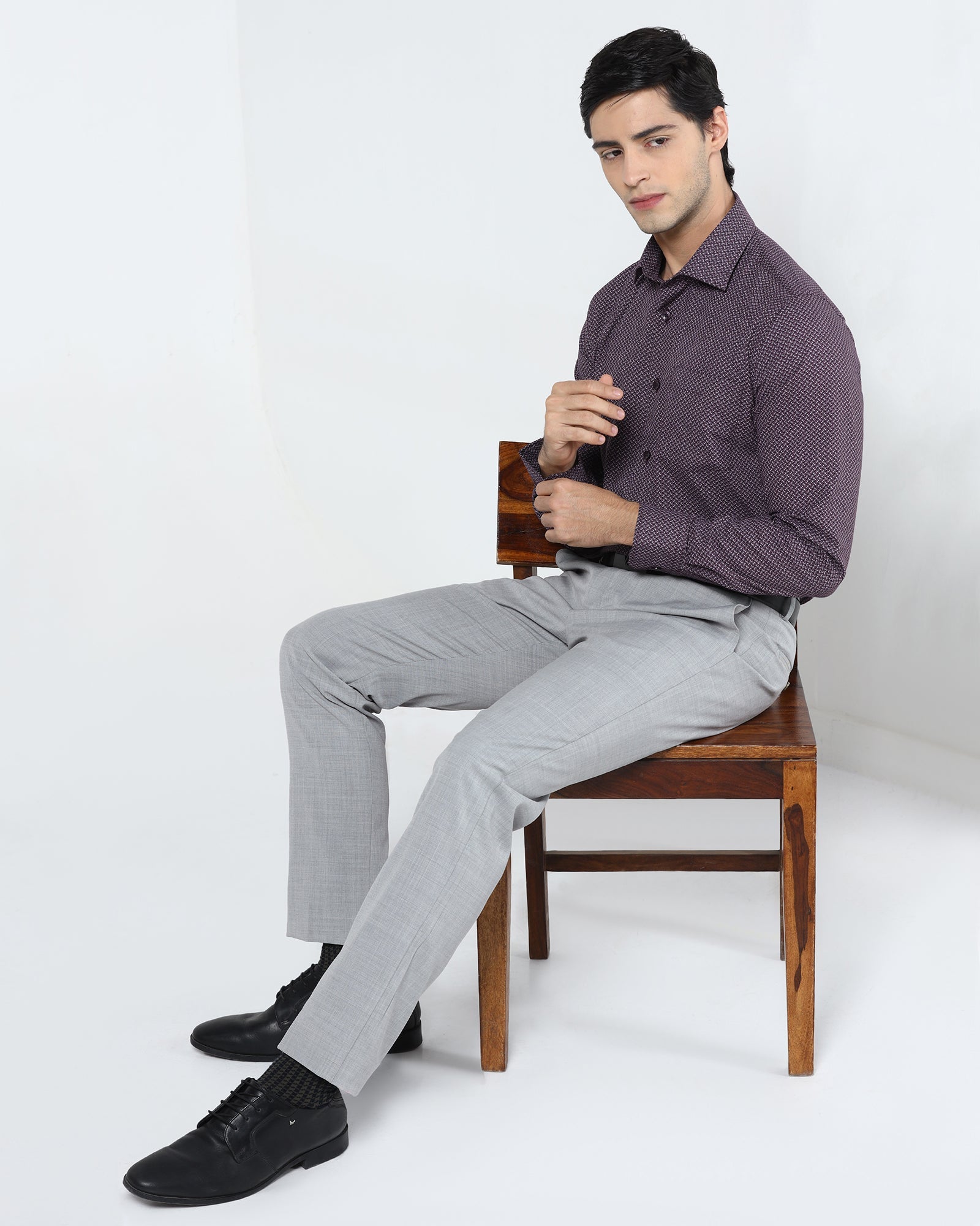Light Grey Luxe Solid Trouser - Mike