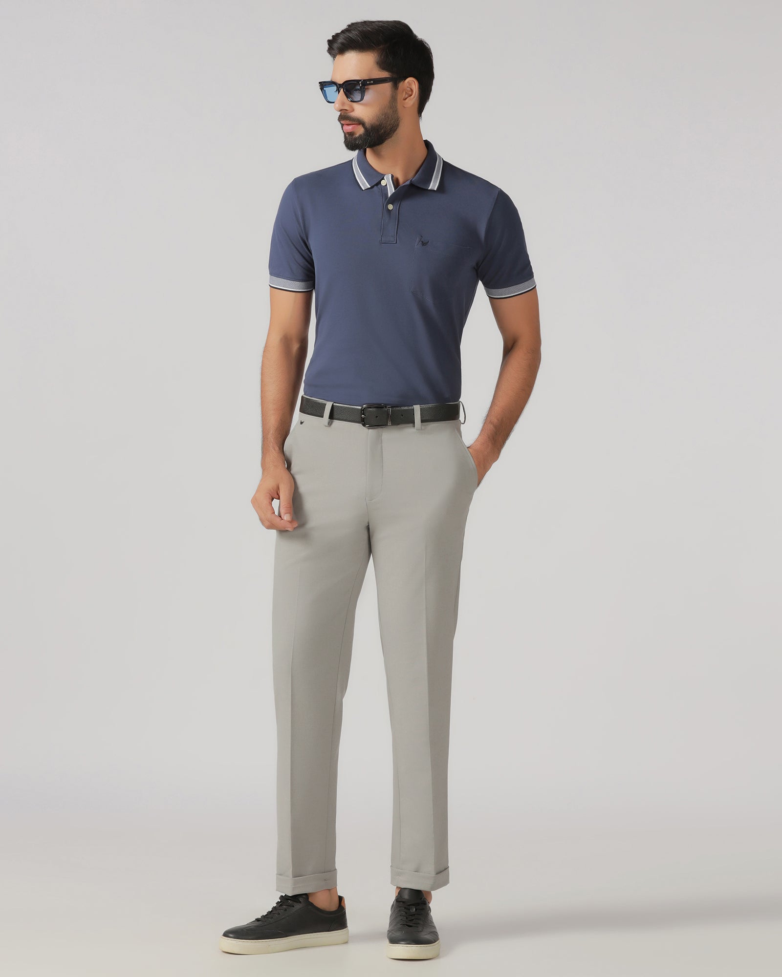 Light Grey Relaxed Fit Solid Trouser - Tanqueray
