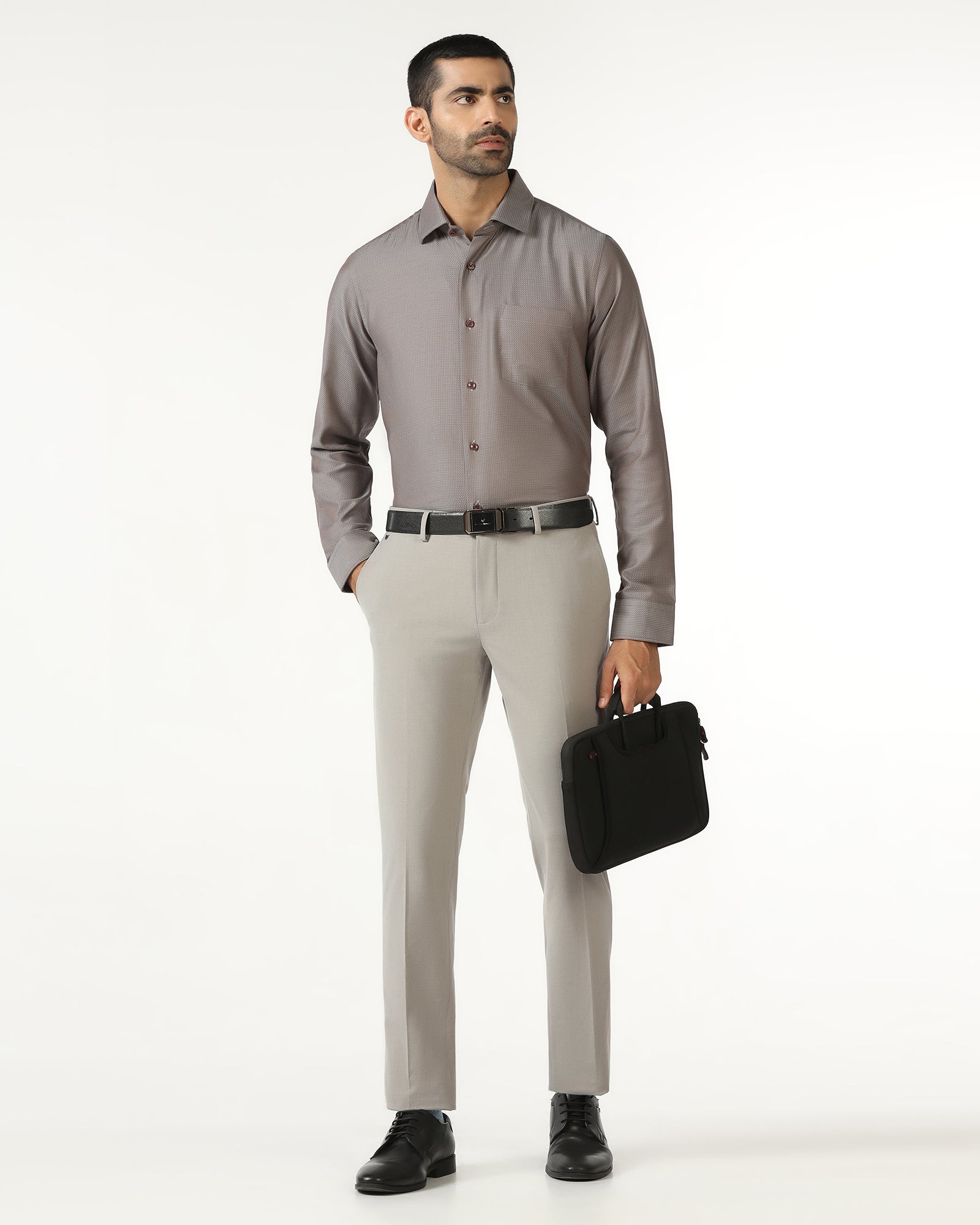 Light Grey Solid Trouser - Johny