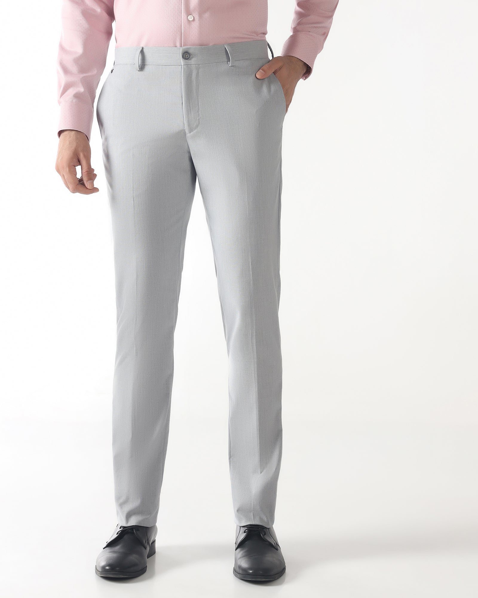 Light Grey Solid Trouser - Malone