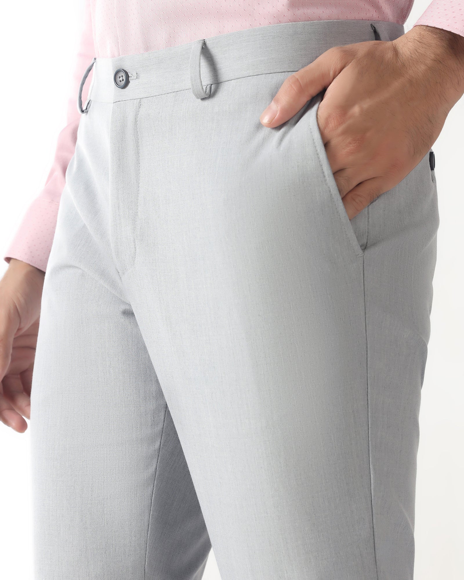 Light Grey Solid Trouser - Malone