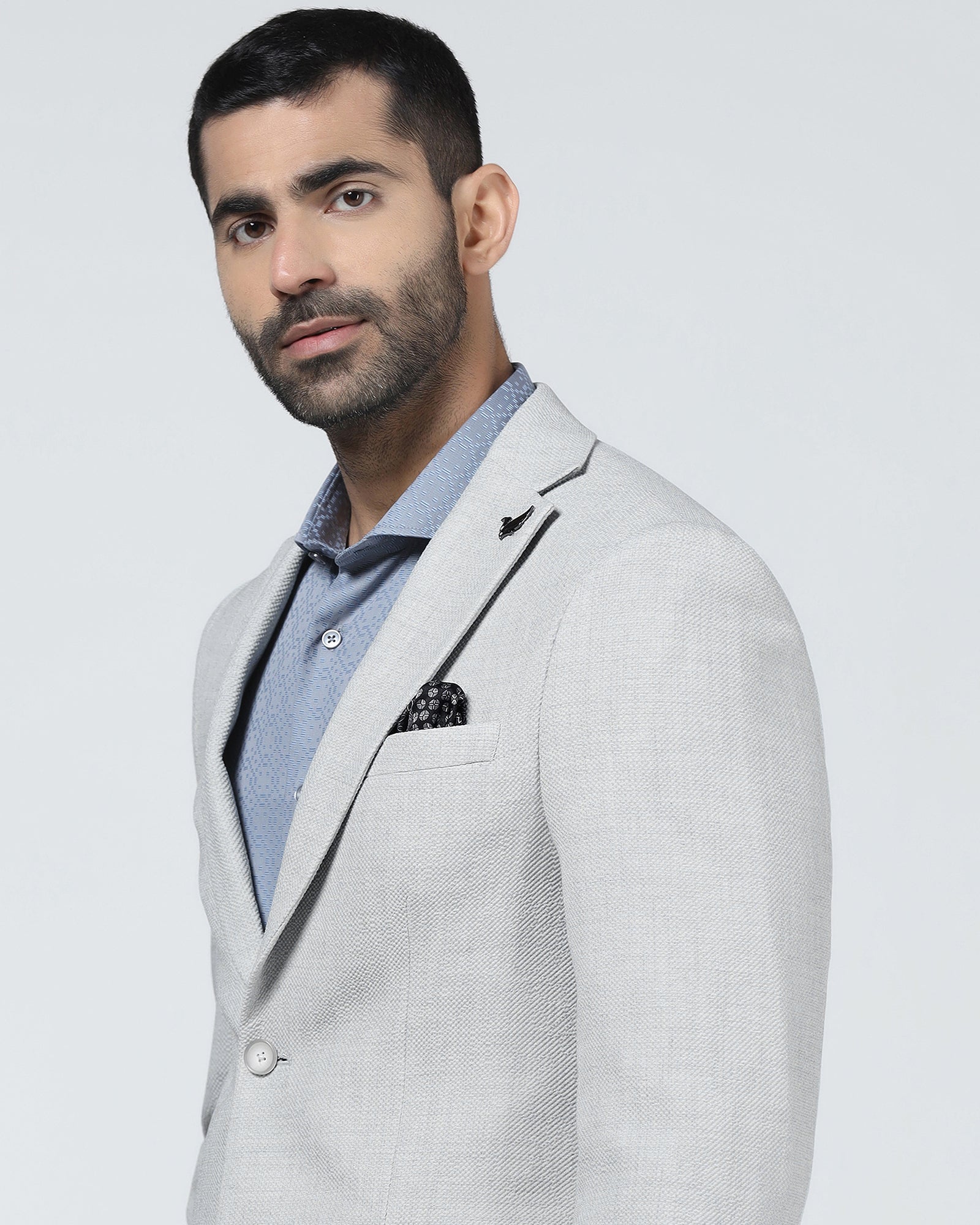 Light Grey Textured Blazer - Adams