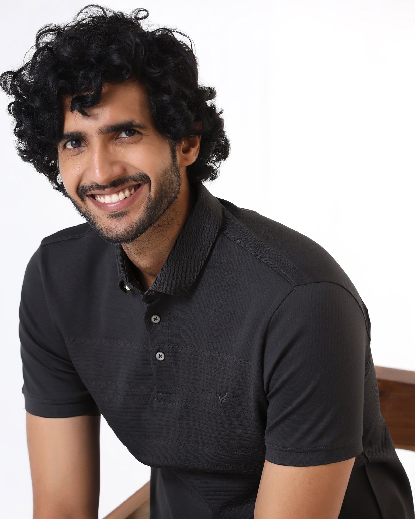 Light Grey Textured Polo - Jap