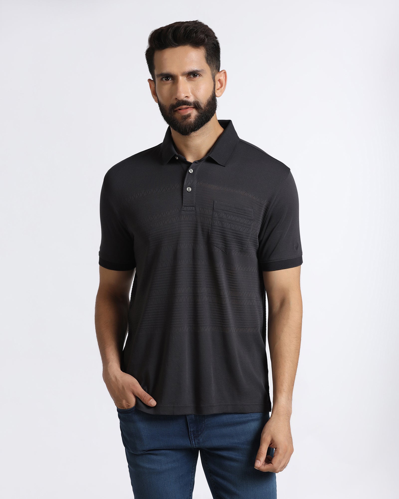 Light Grey Textured Polo - Jap