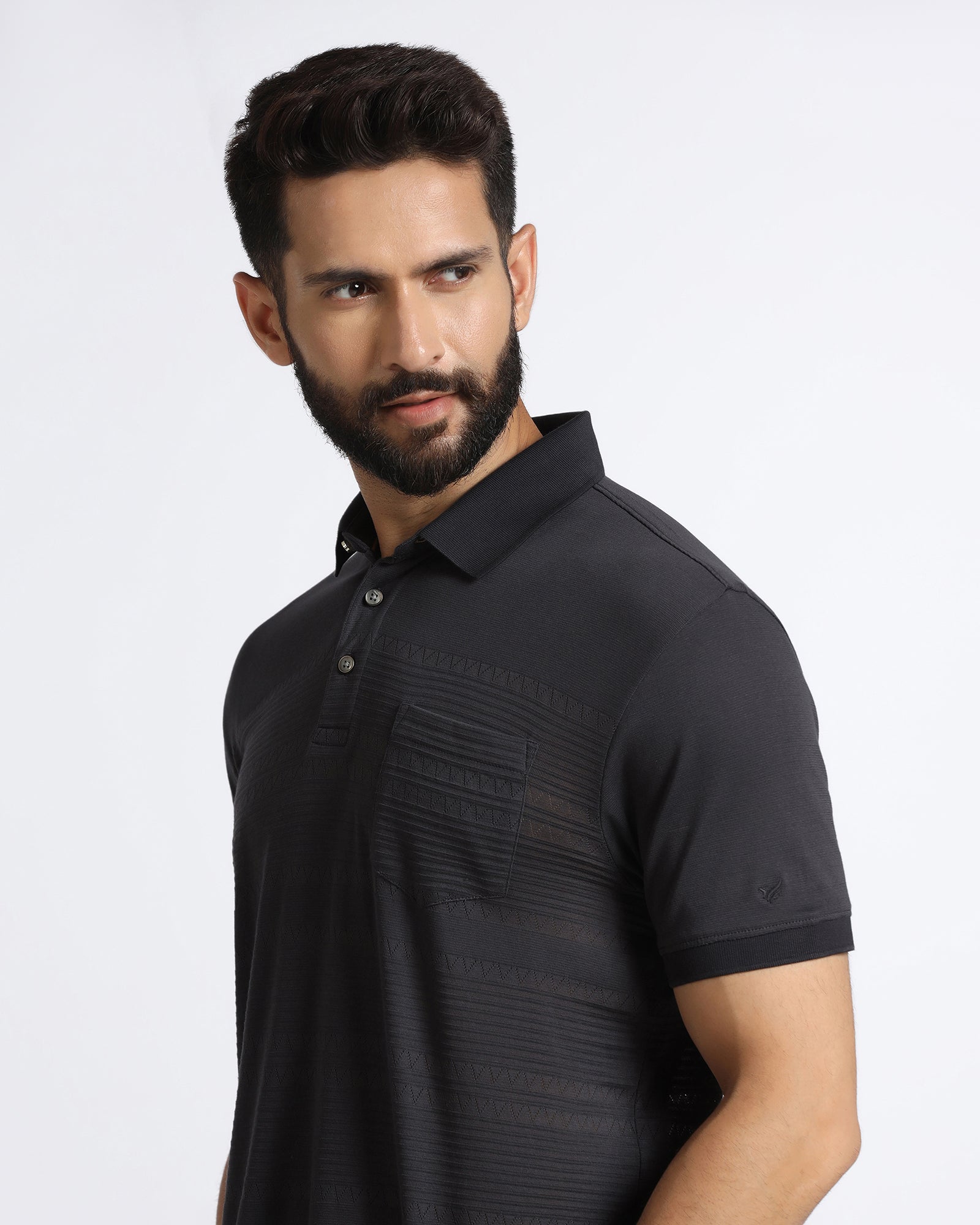 Light Grey Textured Polo - Jap