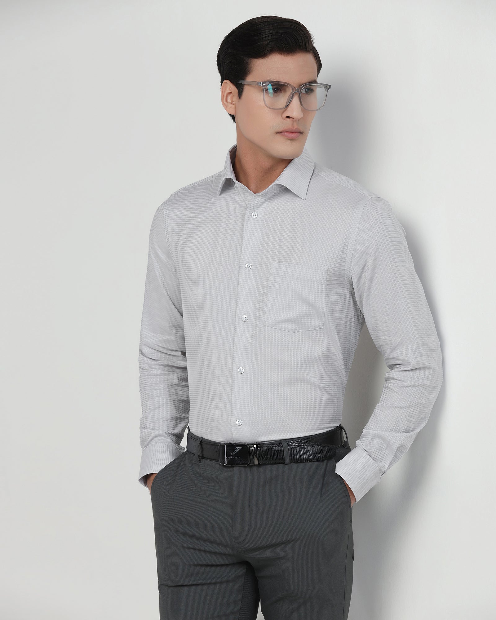 Light Grey Textured Shirt - Brice