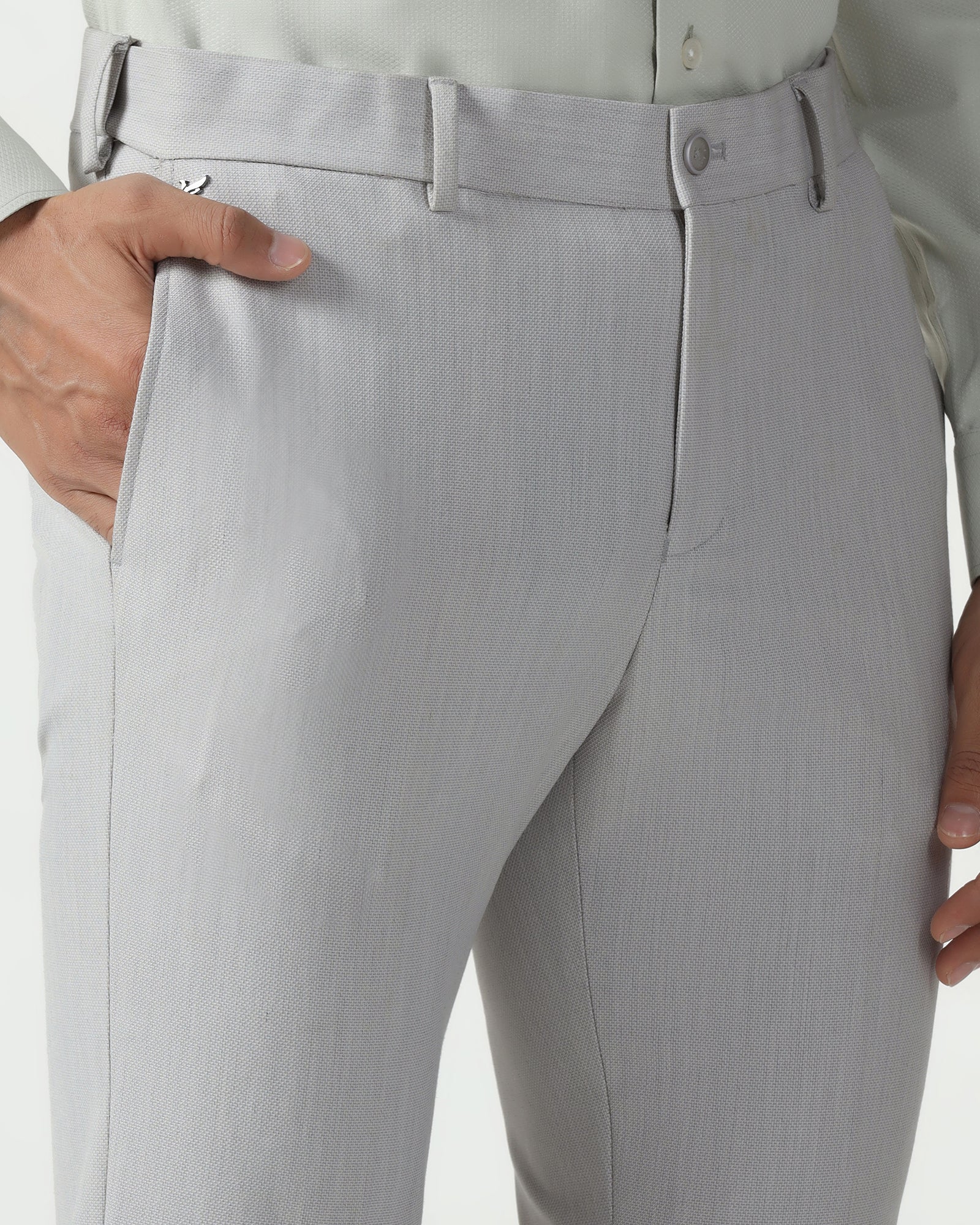 Light Grey Textured Trouser - Chivas