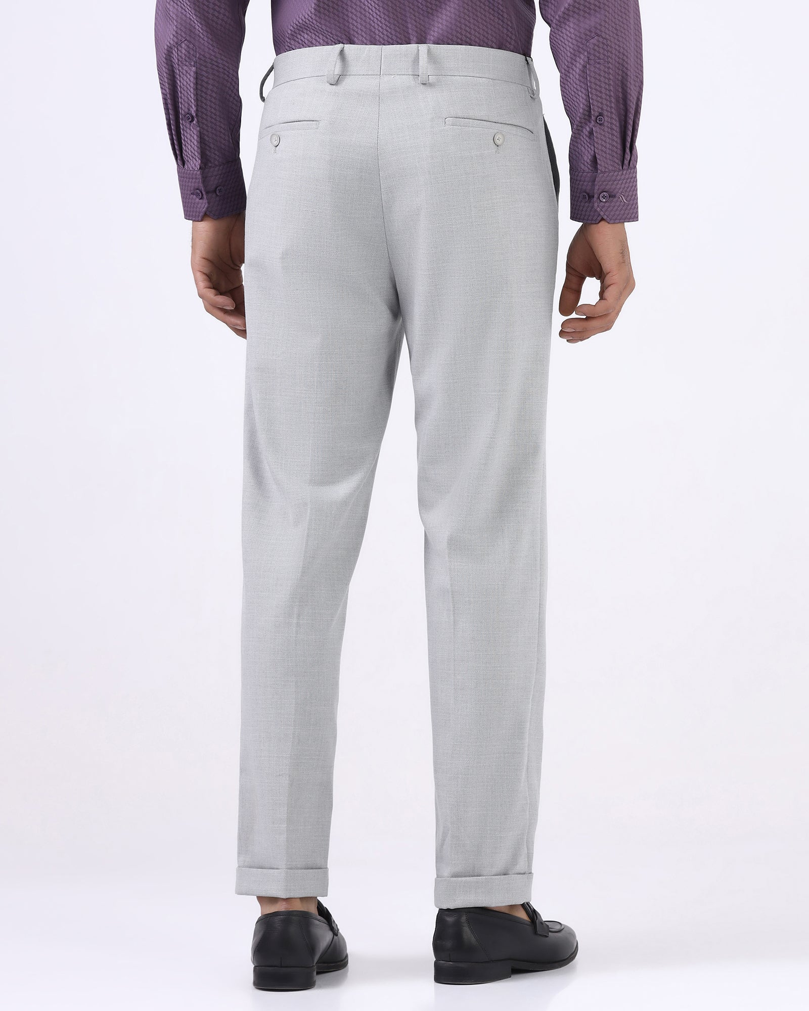Light Grey Textured Trouser - Marta