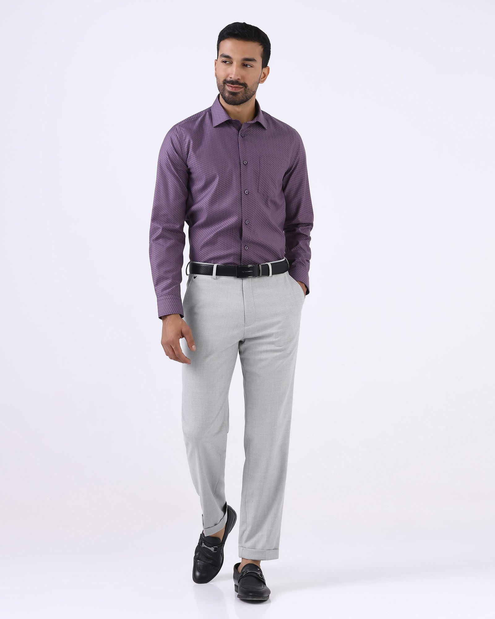Light Grey Textured Trouser - Marta