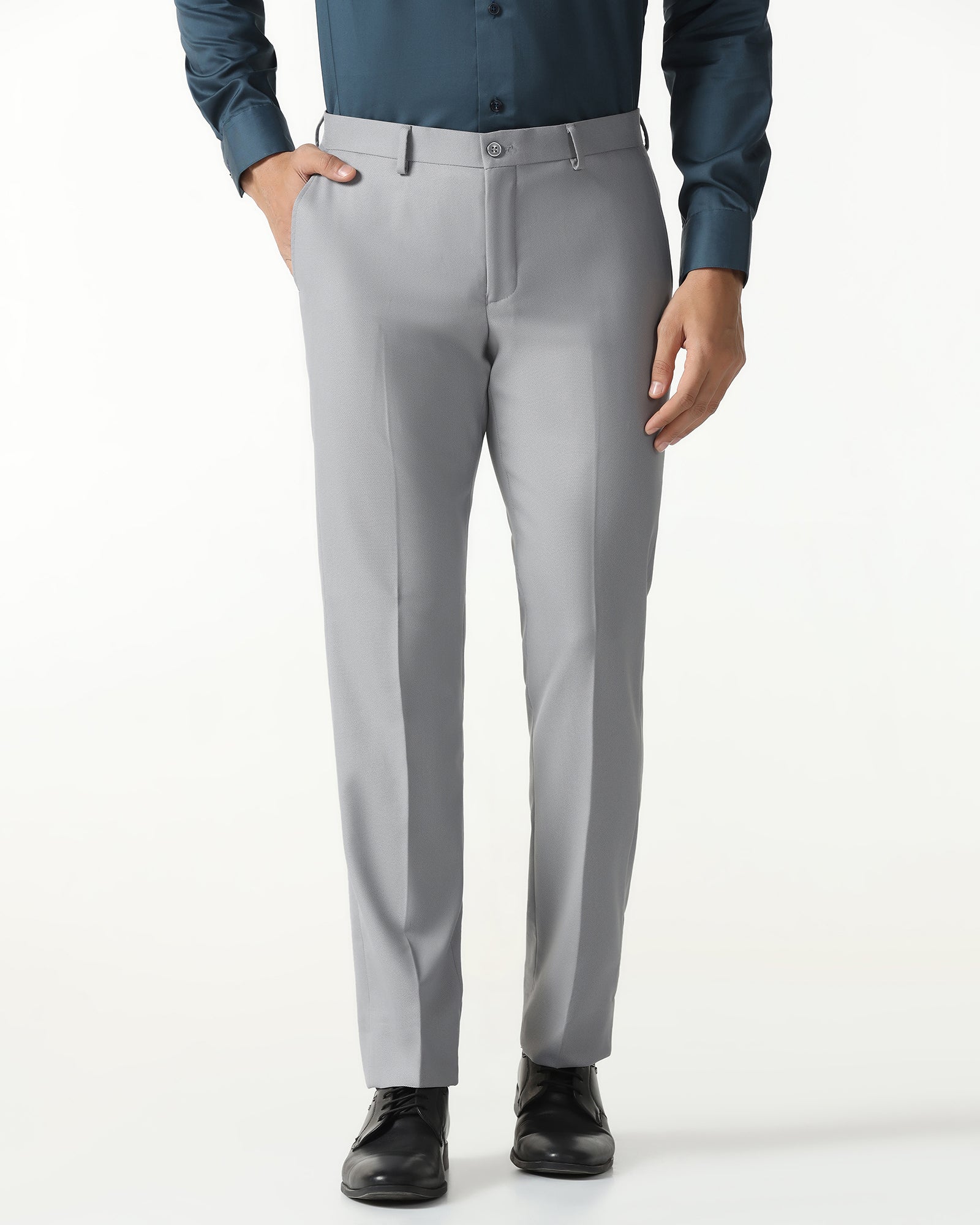Light Grey Textured Trouser - Monk
