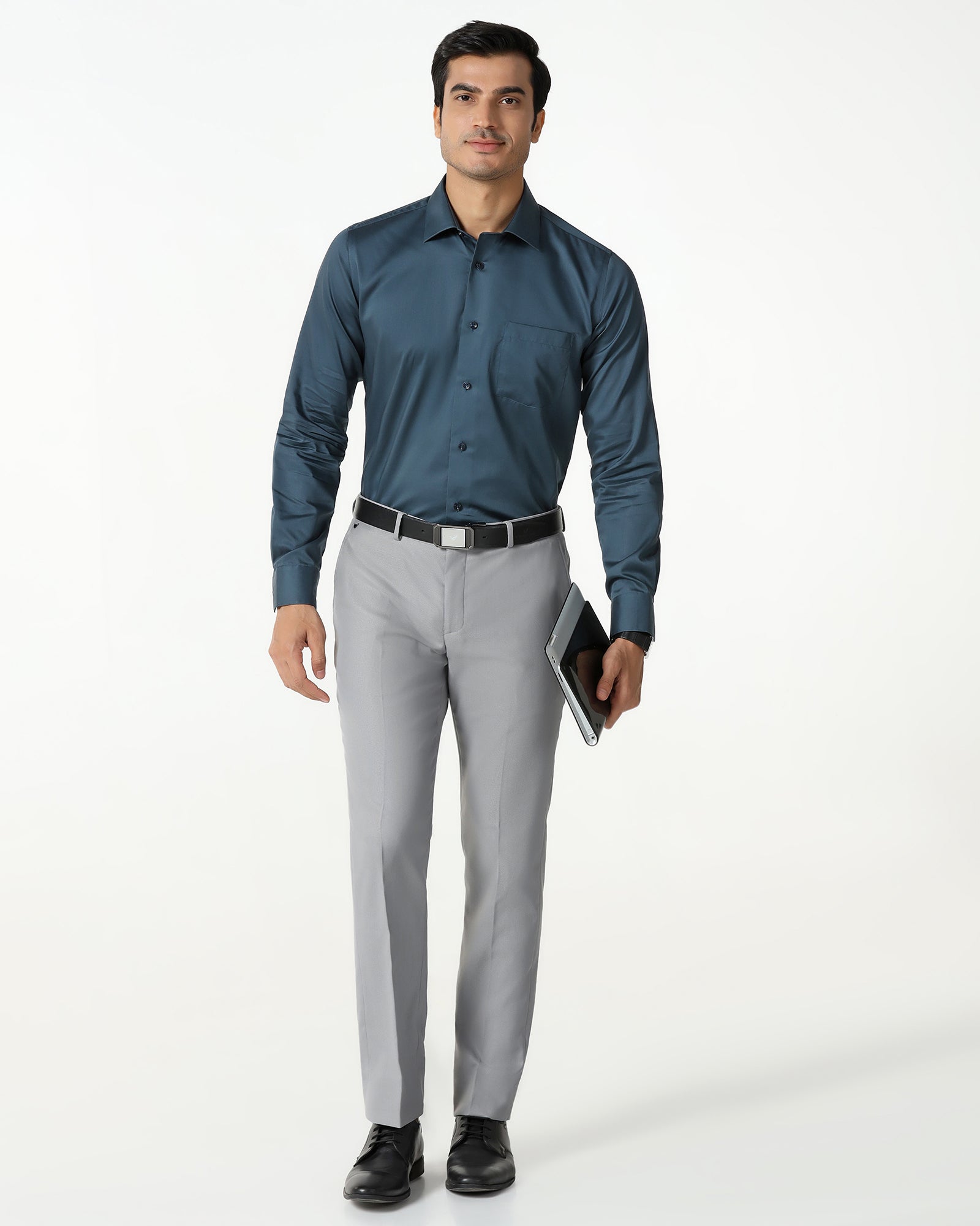 Light Grey Textured Trouser - Monk