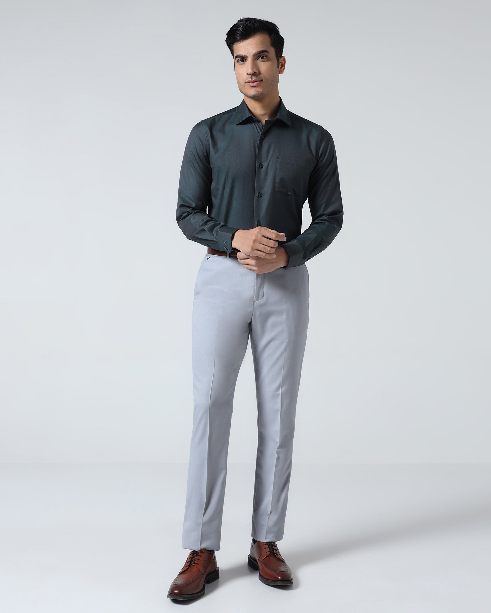 Light Grey Textured Trouser - Peroni