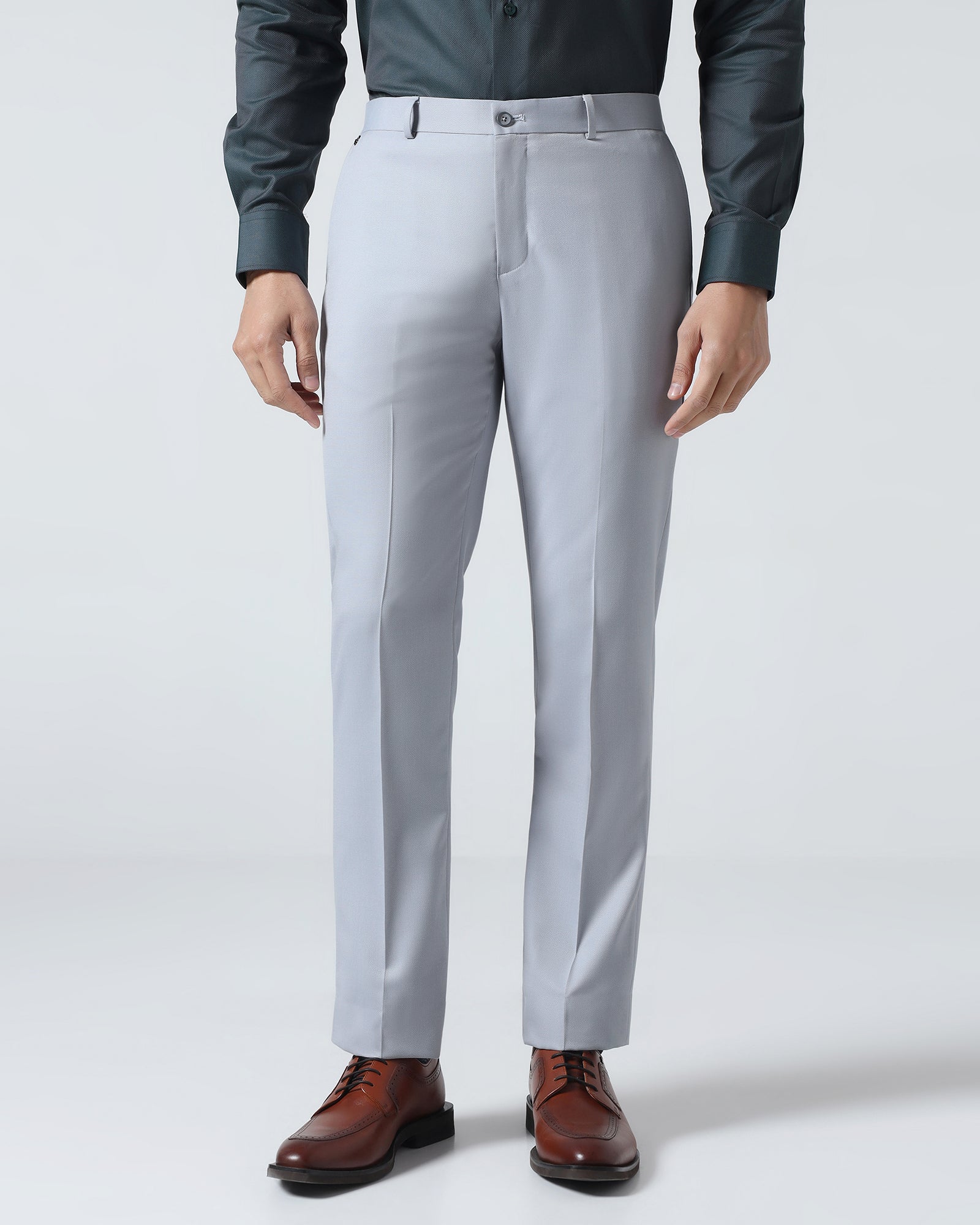 Light Grey Textured Trouser - Peroni