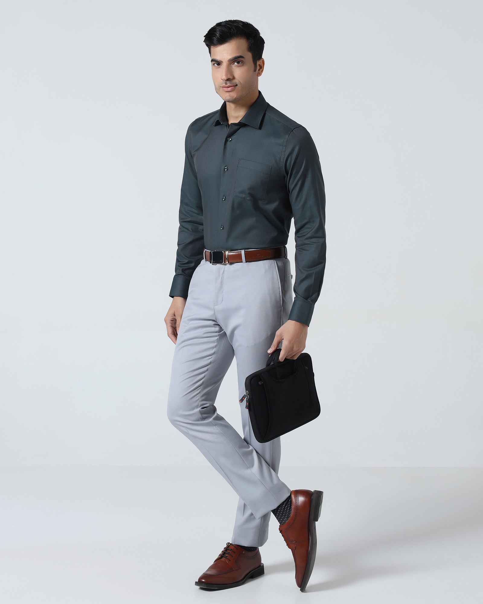 Light Grey Textured Trouser - Peroni
