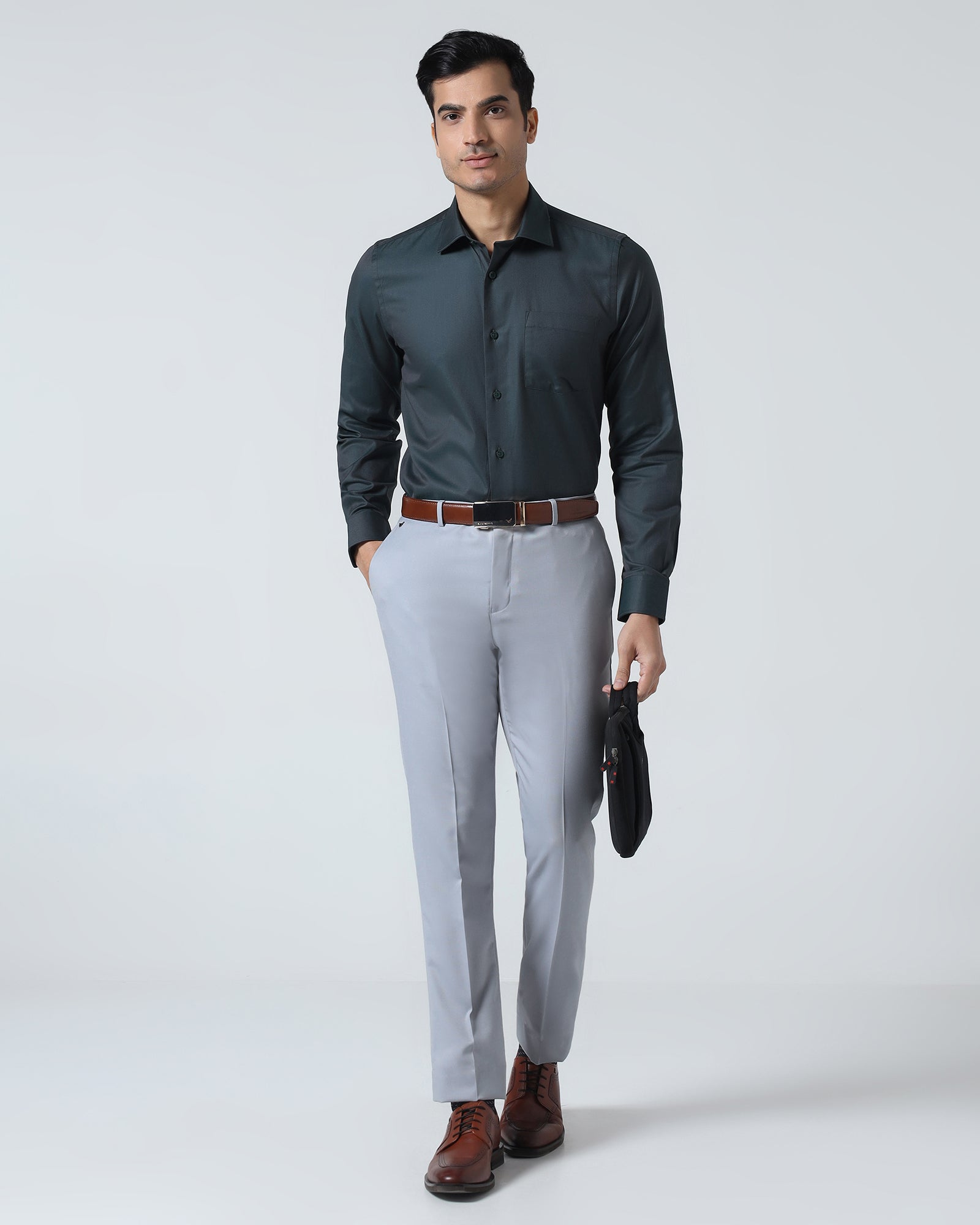 Light Grey Textured Trouser - Peroni