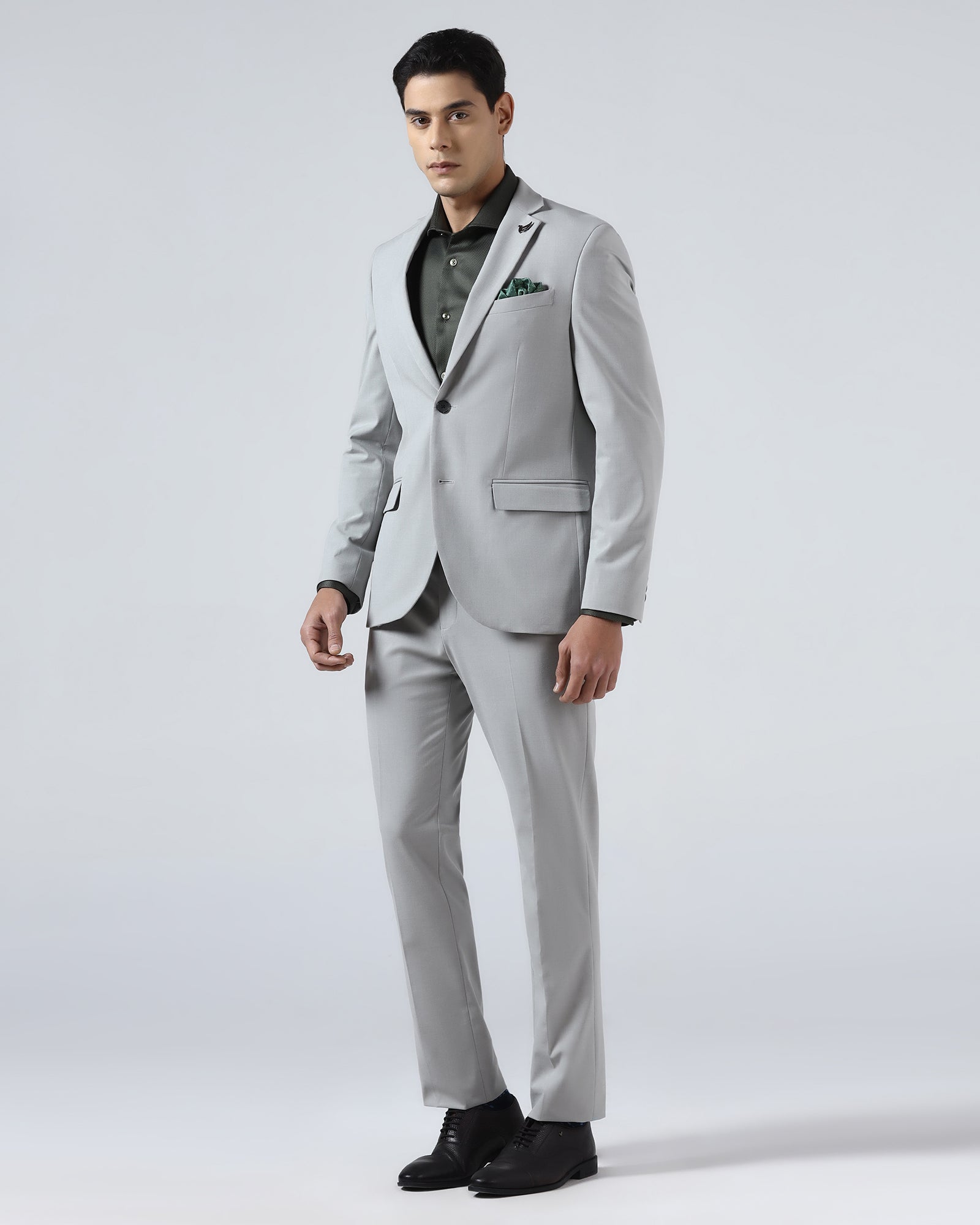 Light Grey Two Piece Solid Suit - Hedra