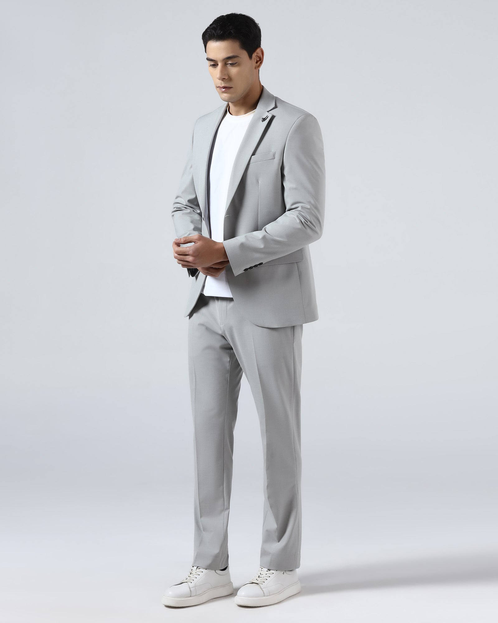 Light Grey Two Piece Solid Suit - Hedra